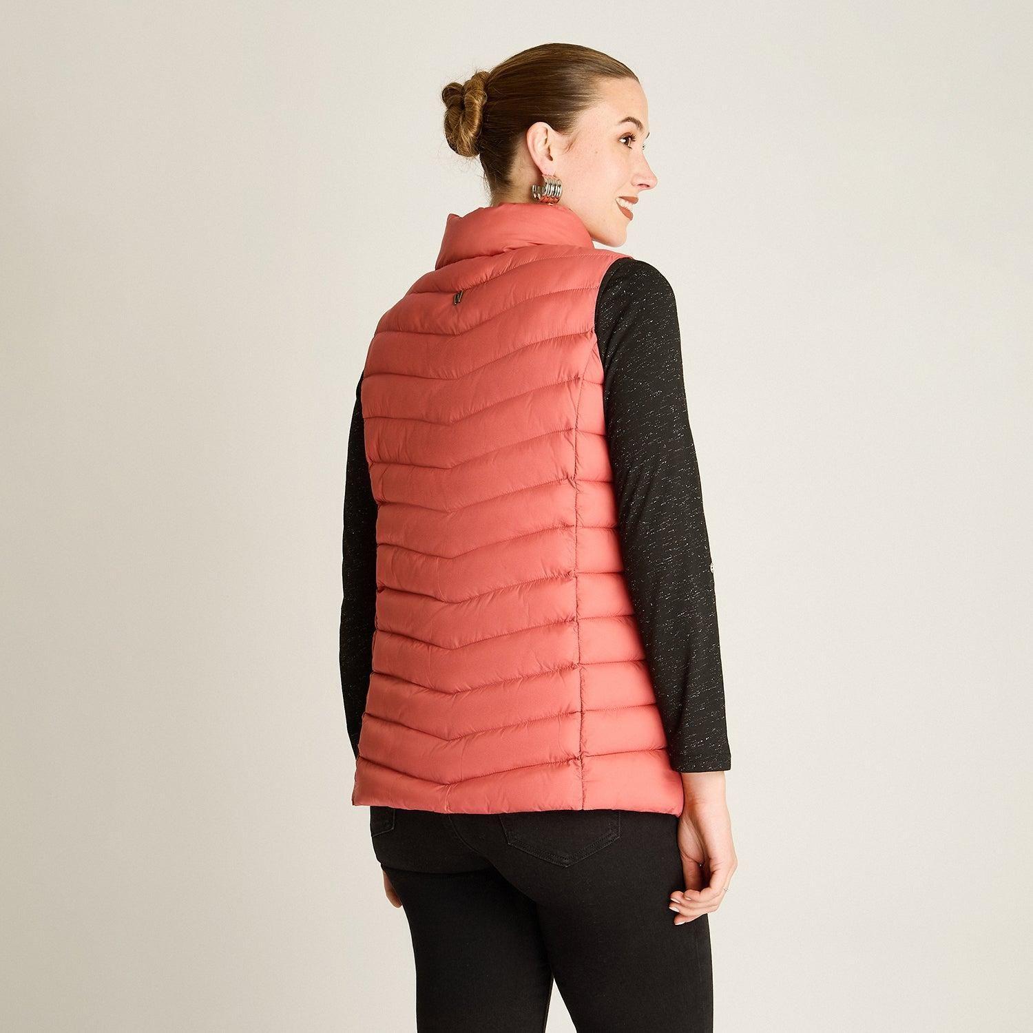 Parka Rosado Sin Mangas Elasticidad Nula Sin Forro Calce Normal Tela Plano-1