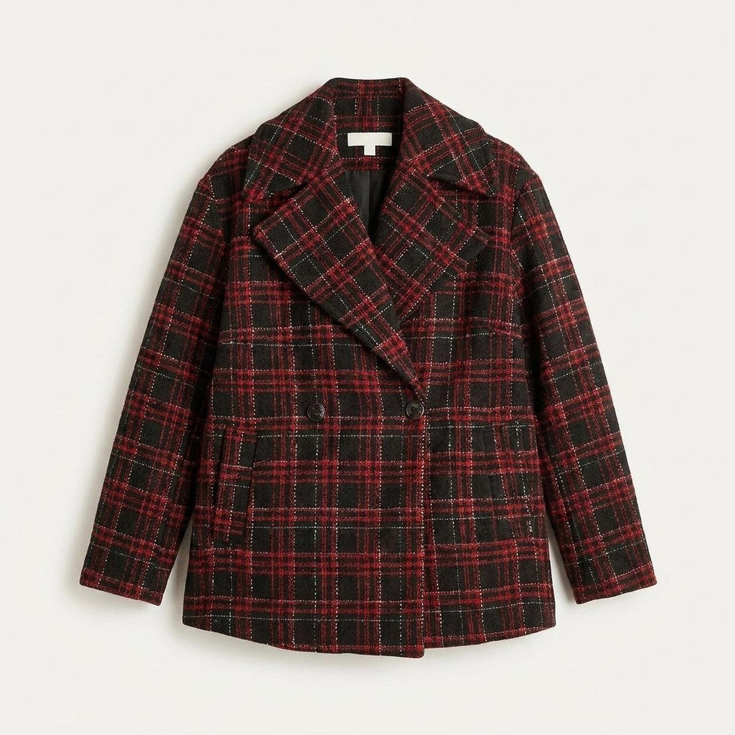 Chaquetón Estilo Escocés Rojo-5