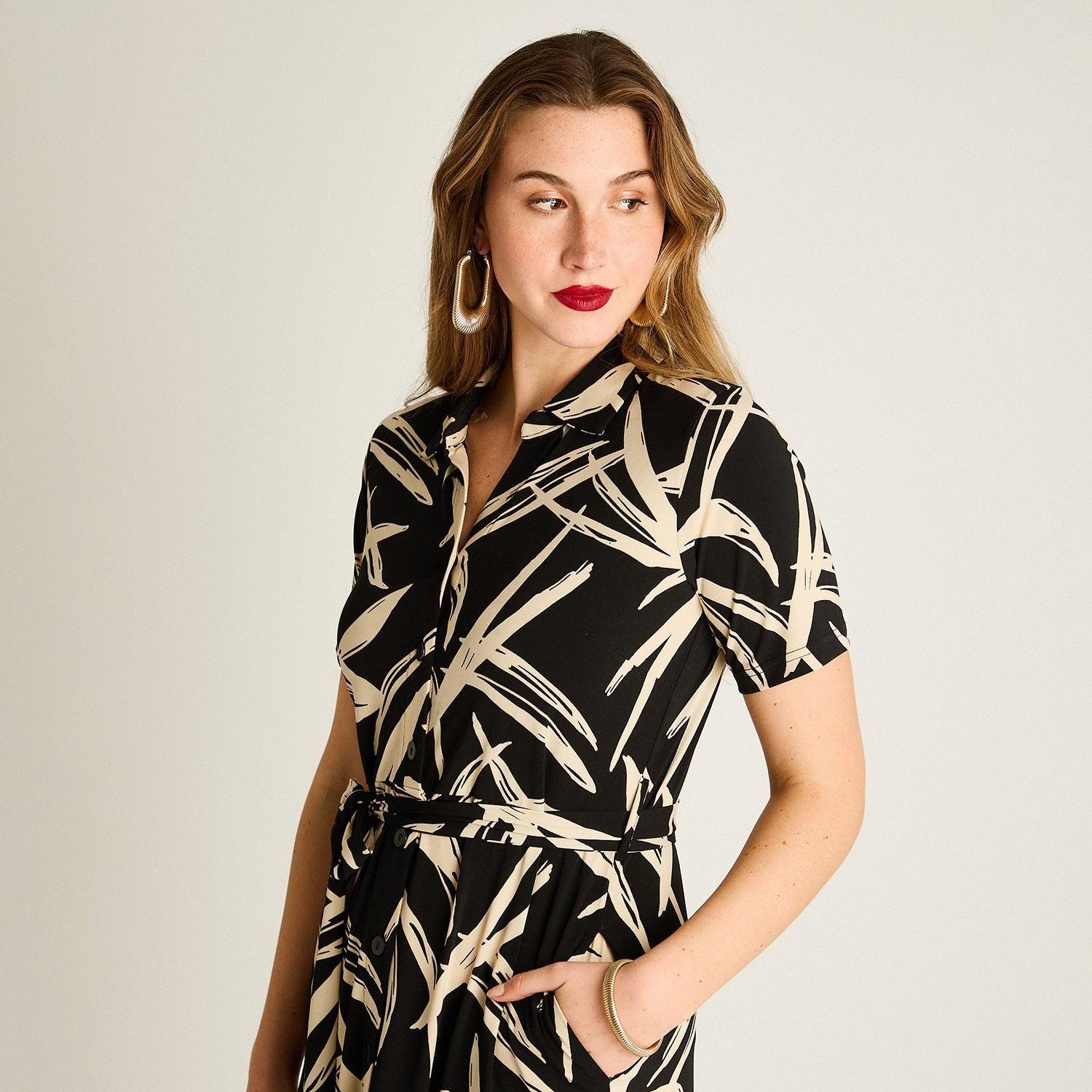 Vestido Midi Estampado Negro-2