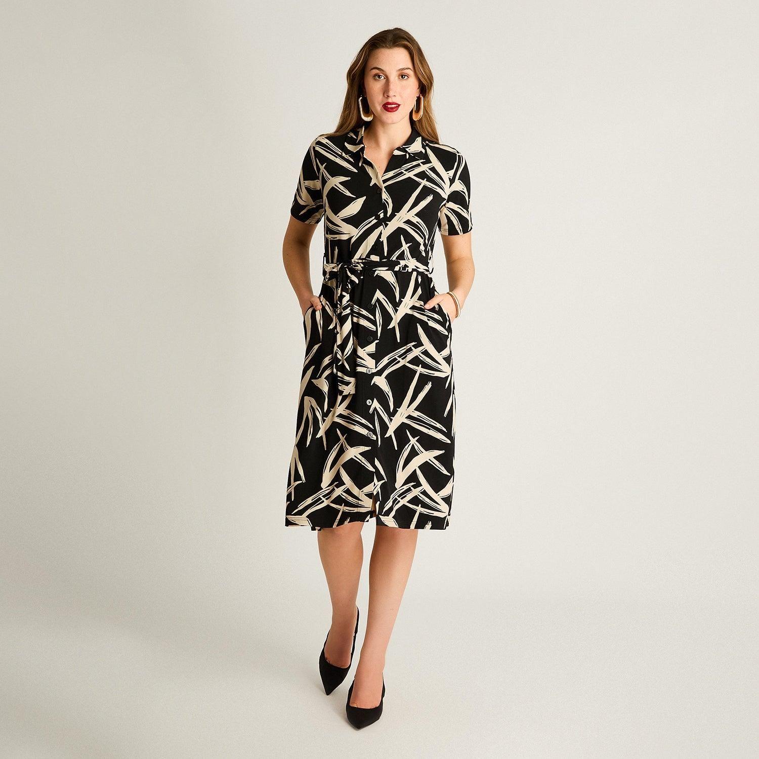 Vestido Midi Estampado Negro-3