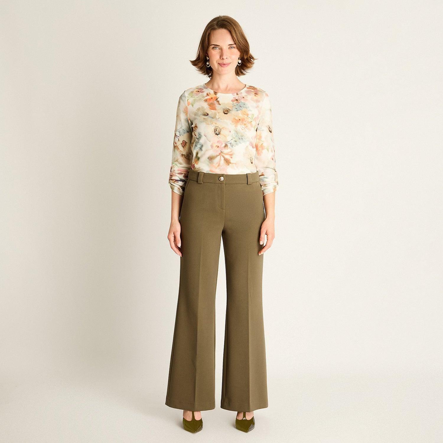 Pantalón Formal Verde Corte Recto-3