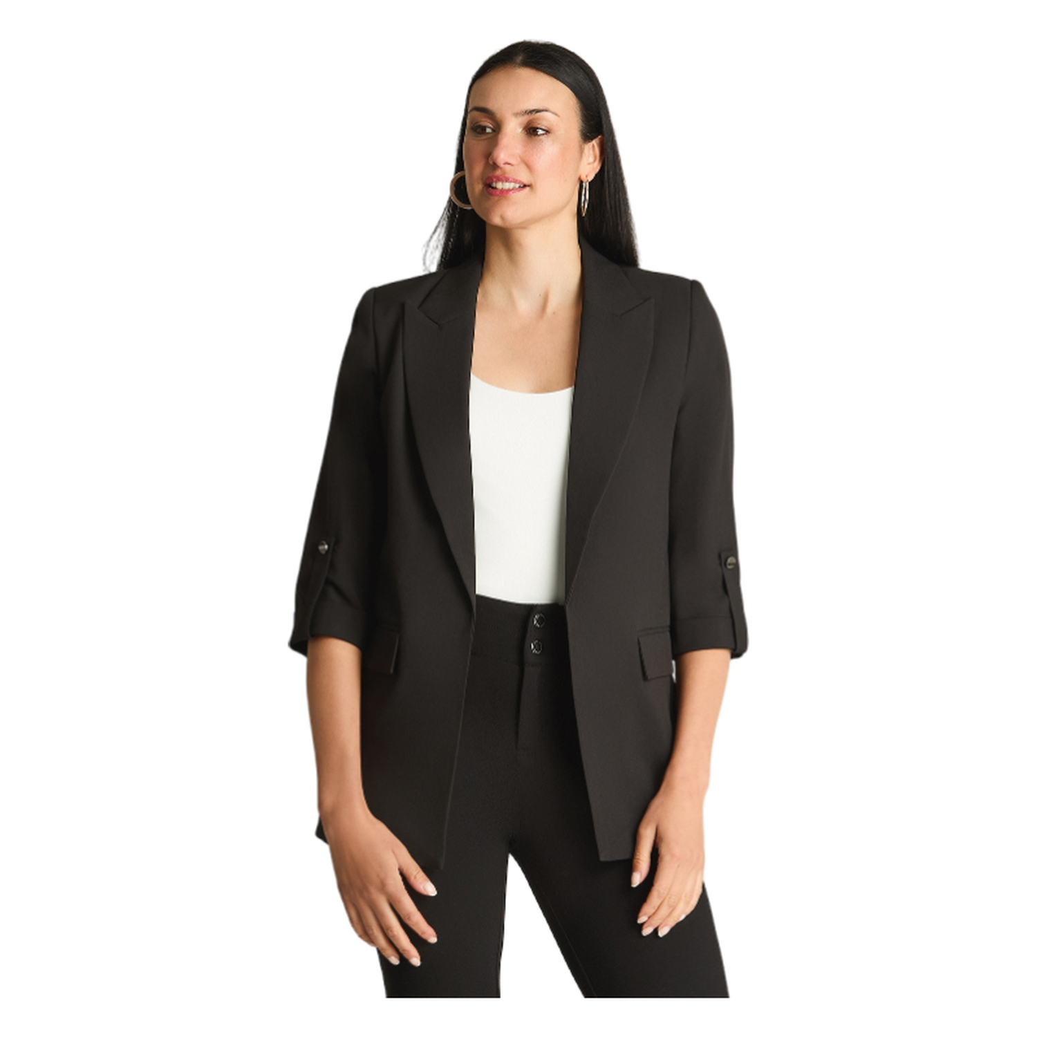Blazer Manga Larga Roll Up Negro-0