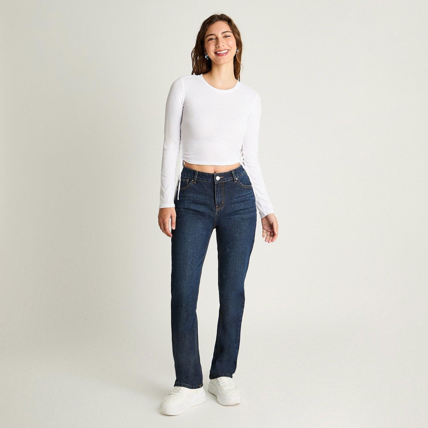 Jeans Recto Básico Azul Marino-3