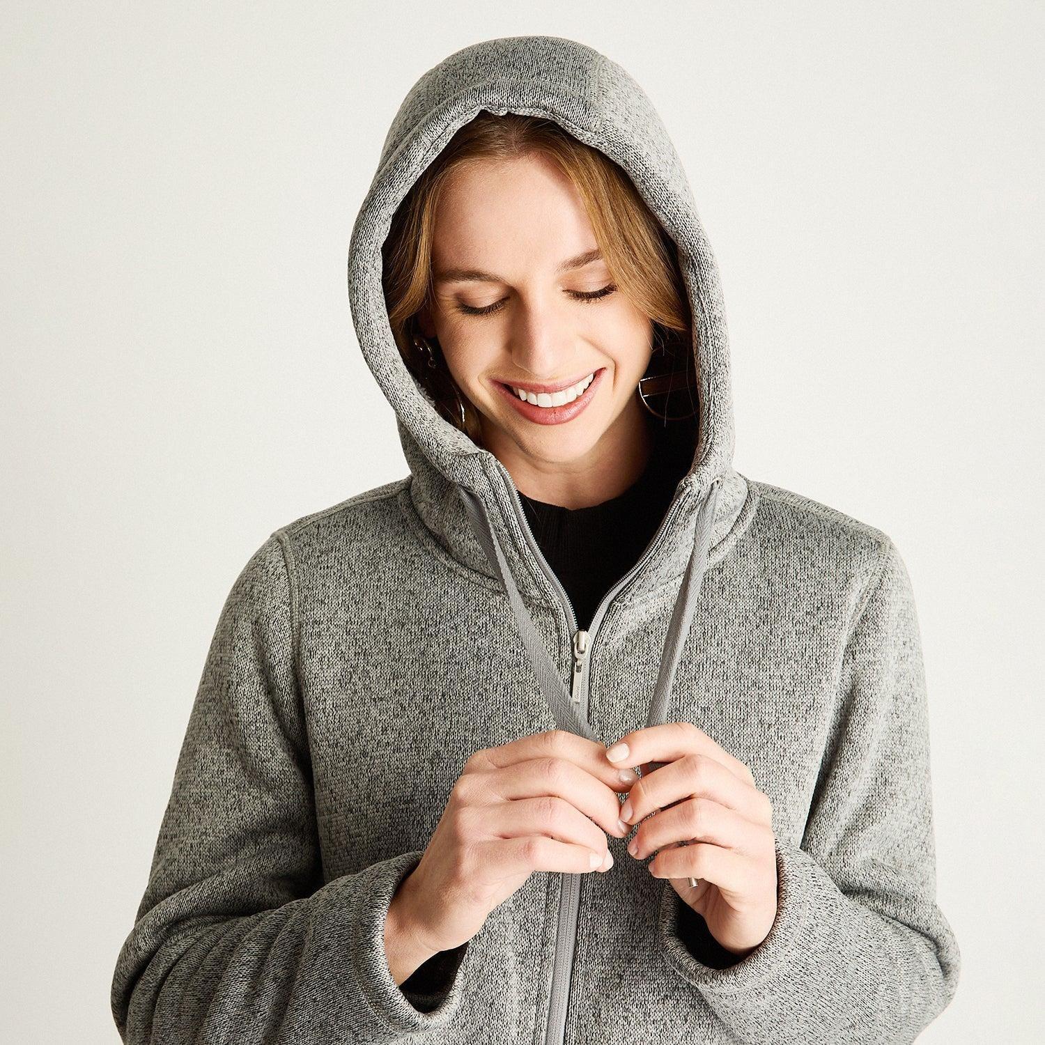 Polerón Jersey Melange Bondeado Coral Fleece Gris-1