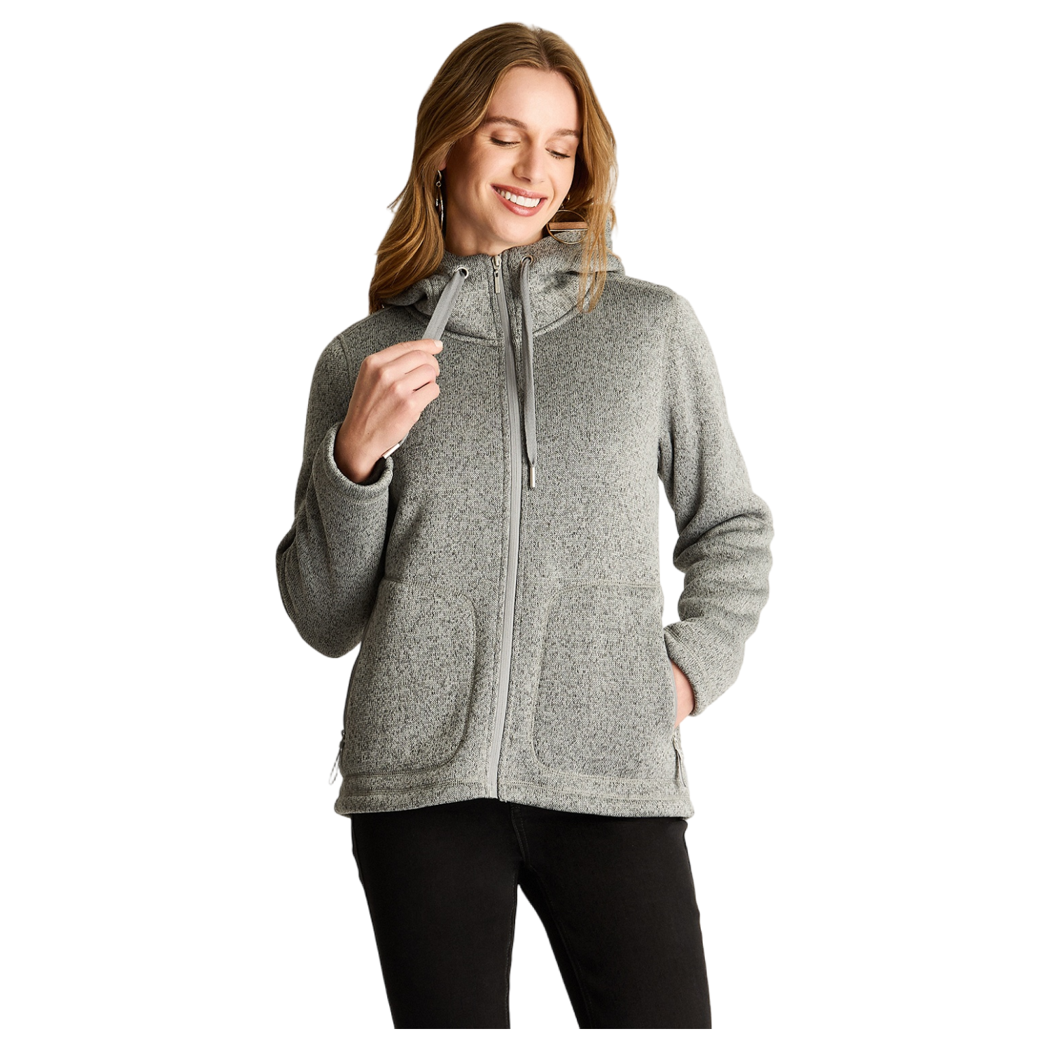 Polerón Jersey Melange Bondeado Coral Fleece Gris-4