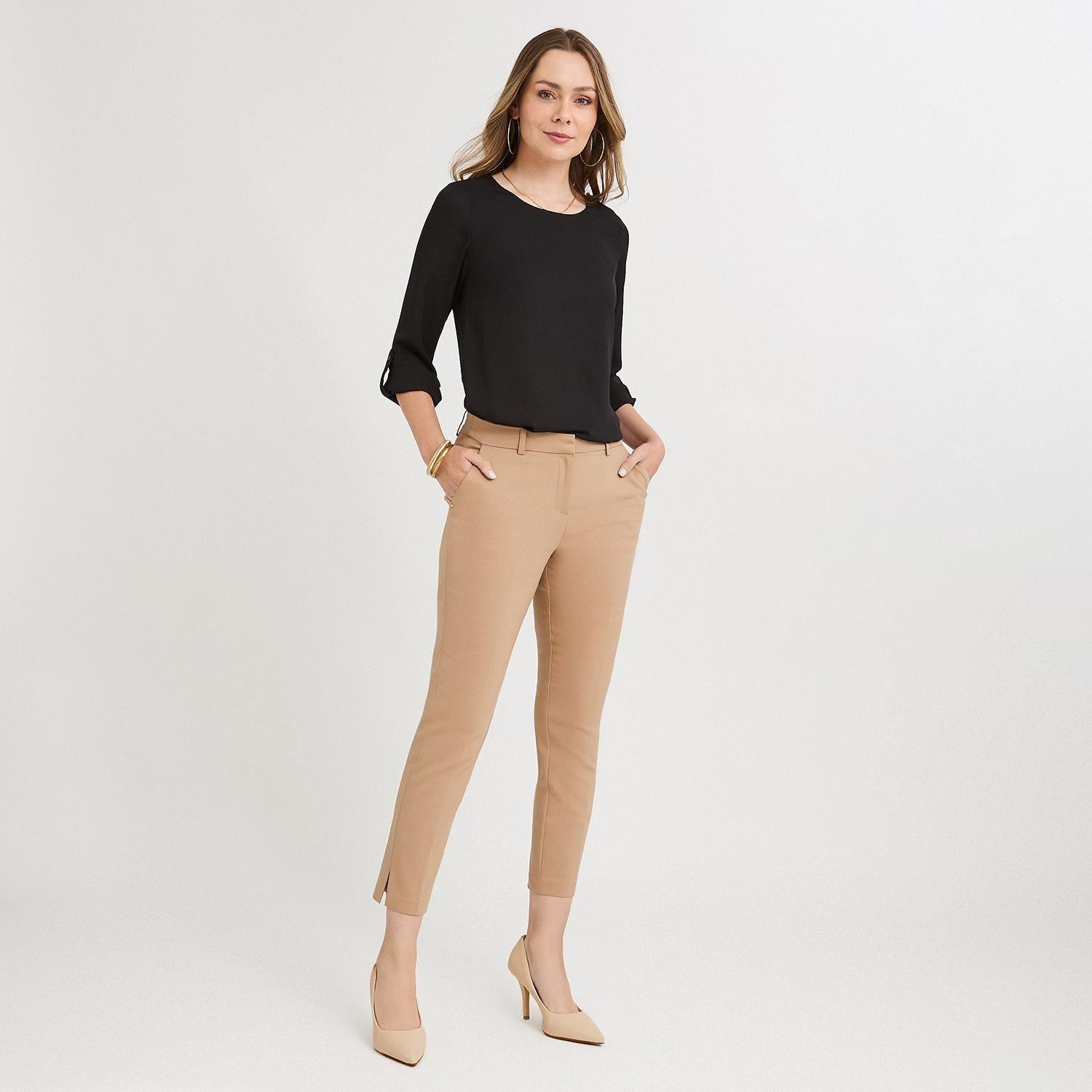 Pantalón Formal Slim Botón Oculto Camel-3