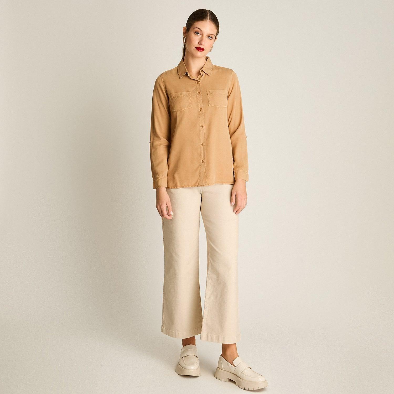 Blusa Lyocell Manga Larga Roll Up-3