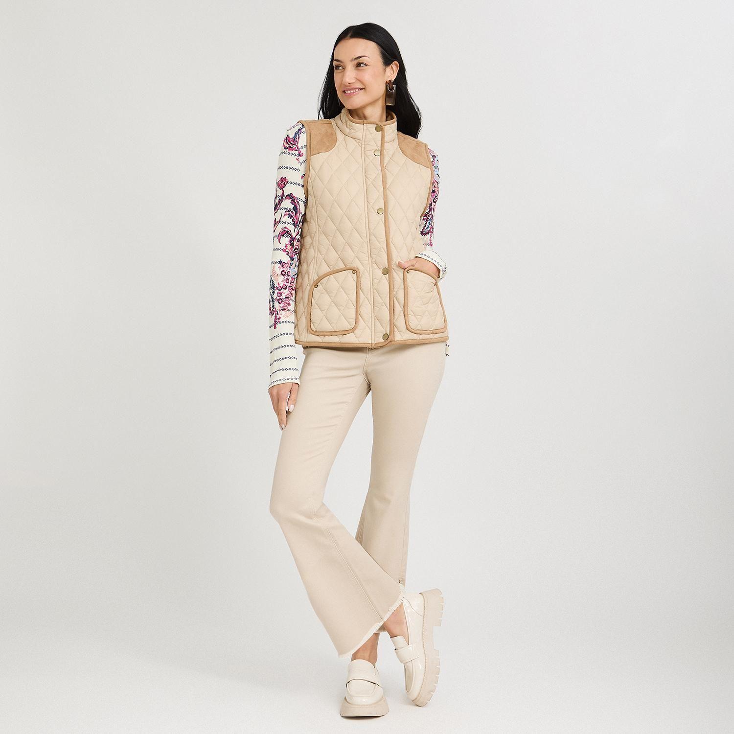 Parka sin Mangas con Bolsillos Beige-4