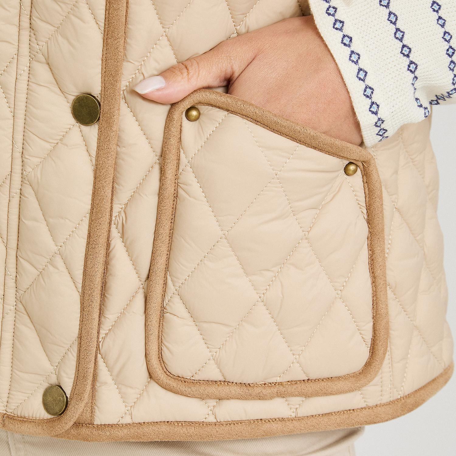 Parka sin Mangas con Bolsillos Beige-6