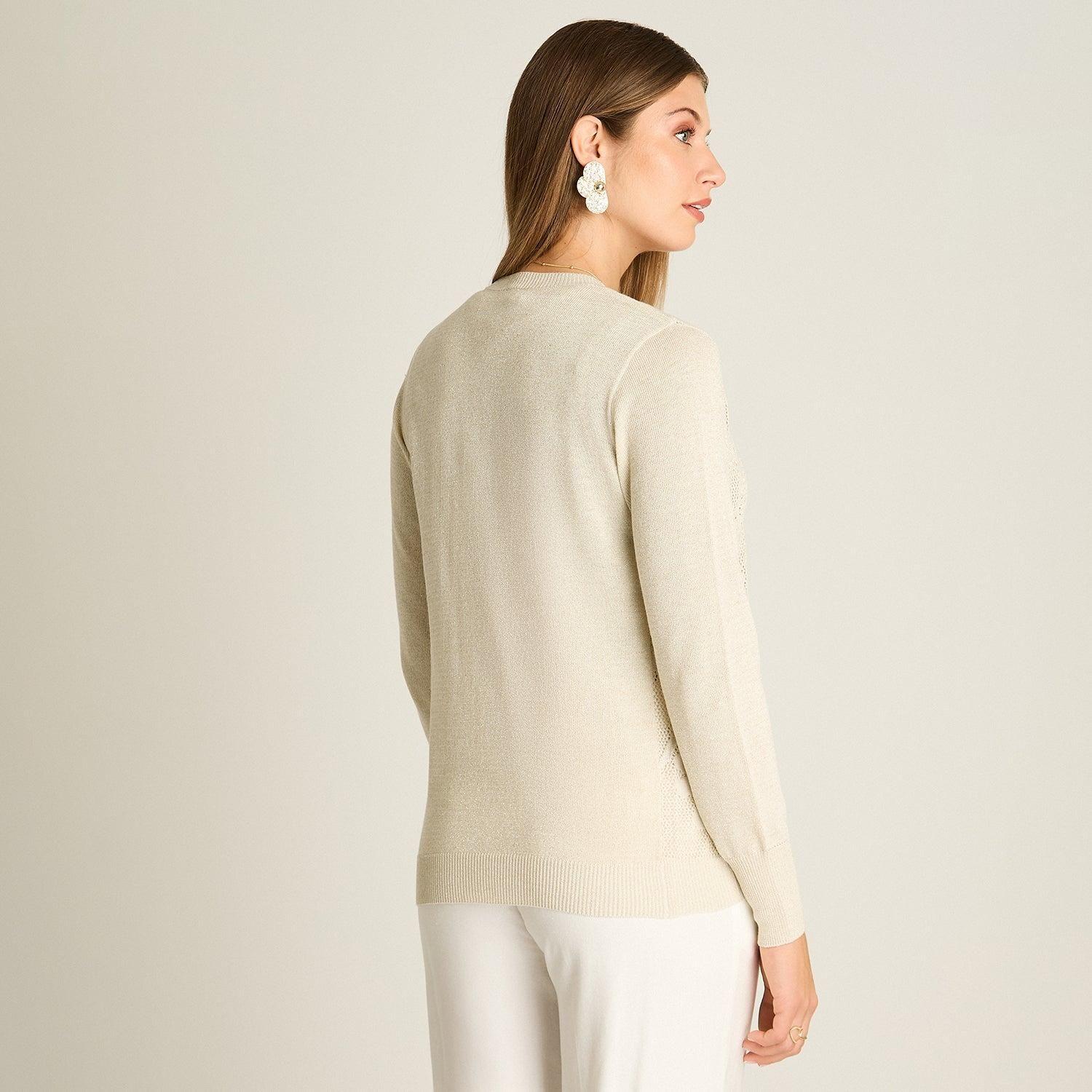 Cardigan Arena con Lurex y Botones Dorados-1