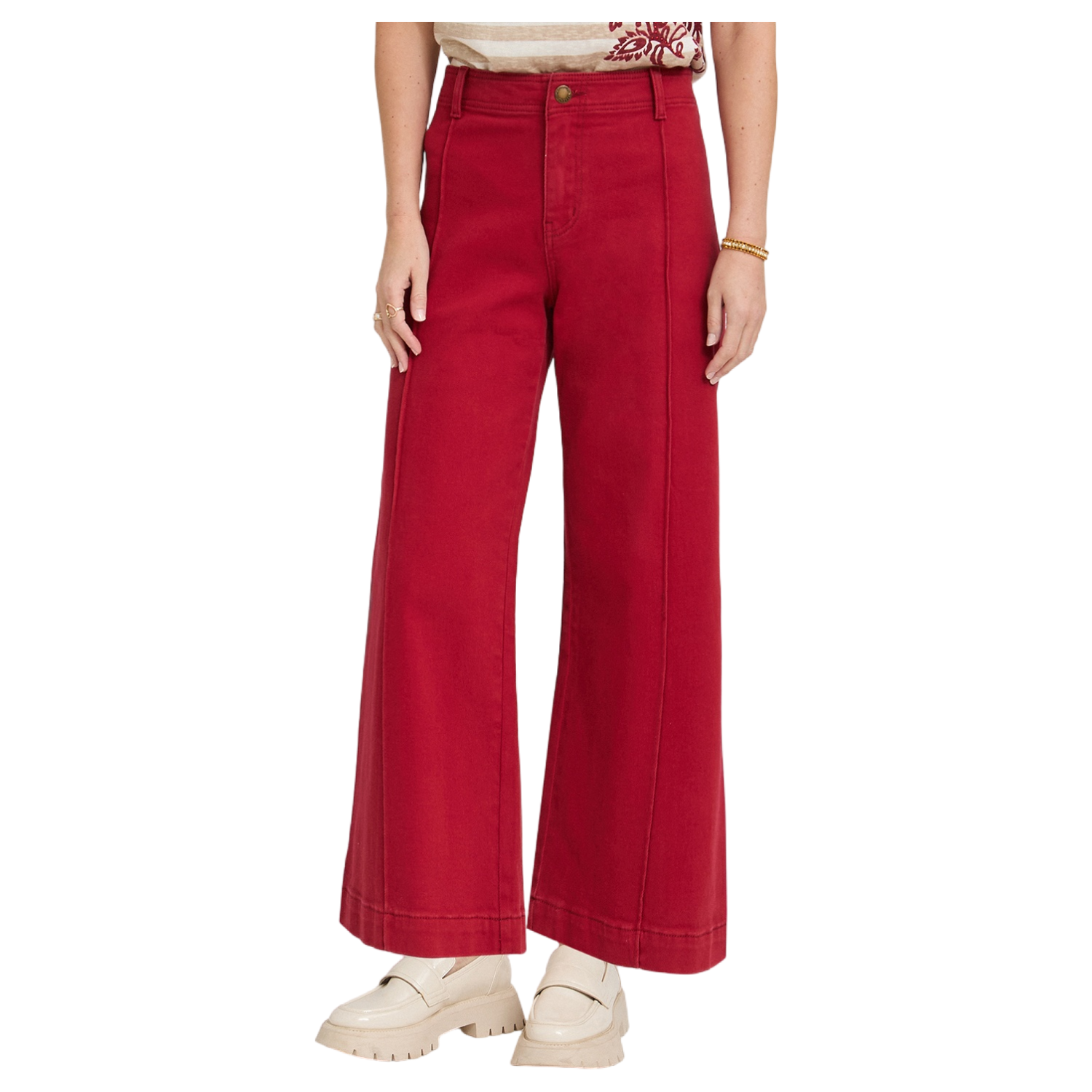 Jeans Culotte un Botón Rojo-0