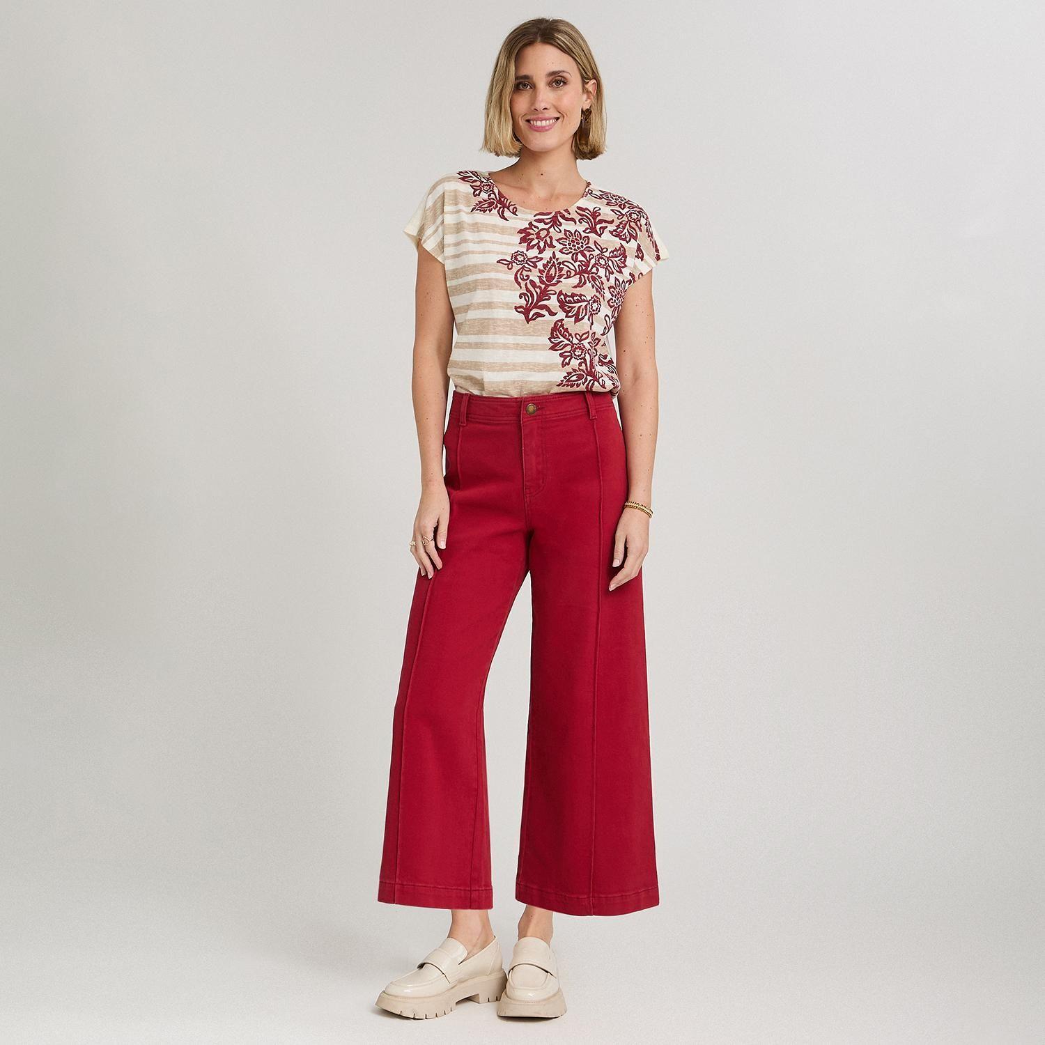 Jeans Culotte un Botón Rojo-3