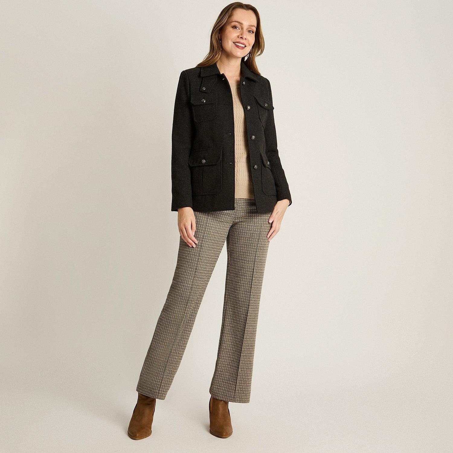 Chaqueta Marengo Estilo Casaca con Bolsillos y Cuello Alto-5