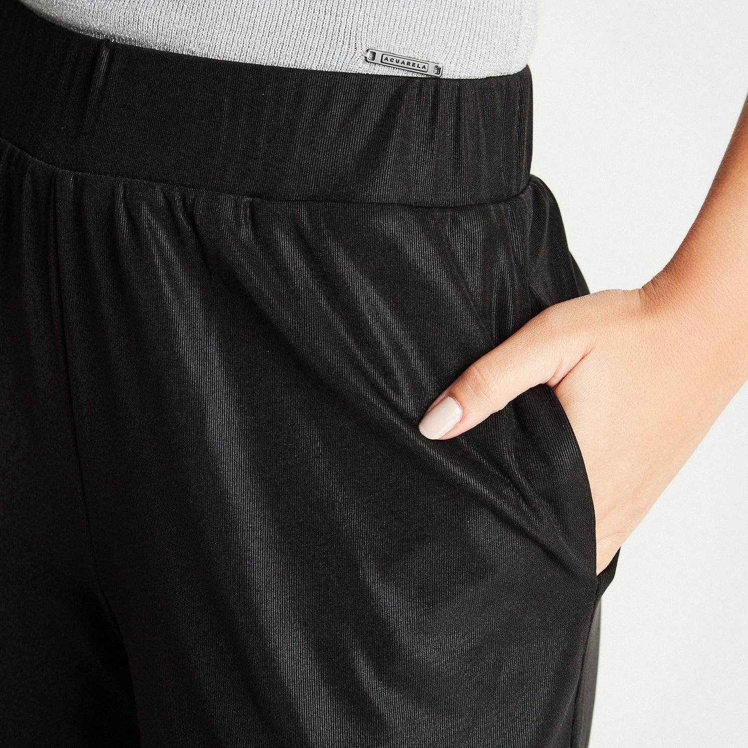 Pantalón Sport Negro Pierna Ancha Palazzo-2