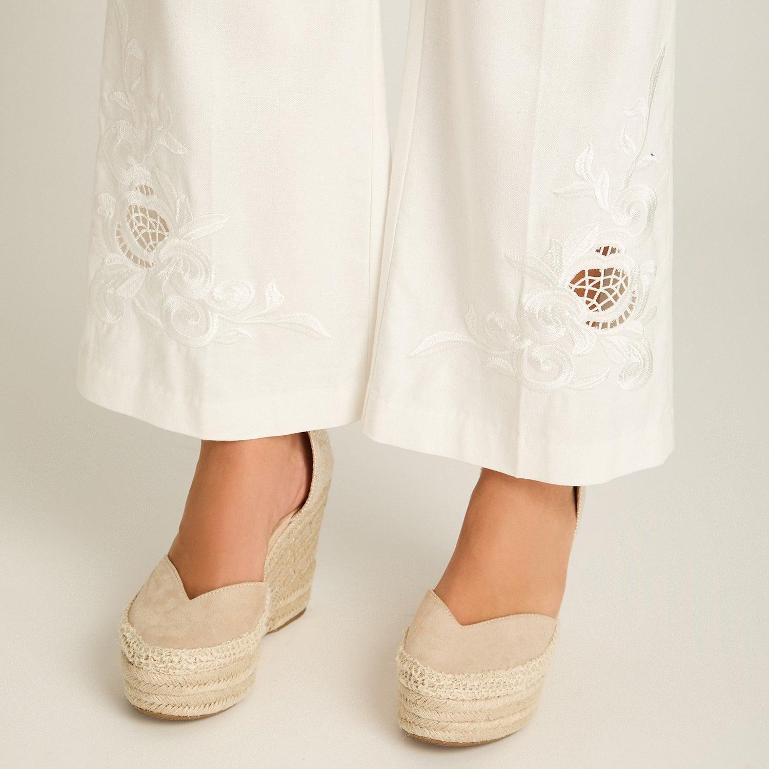 Pantalón Palazzo Crudo con Bordado en Basta-2