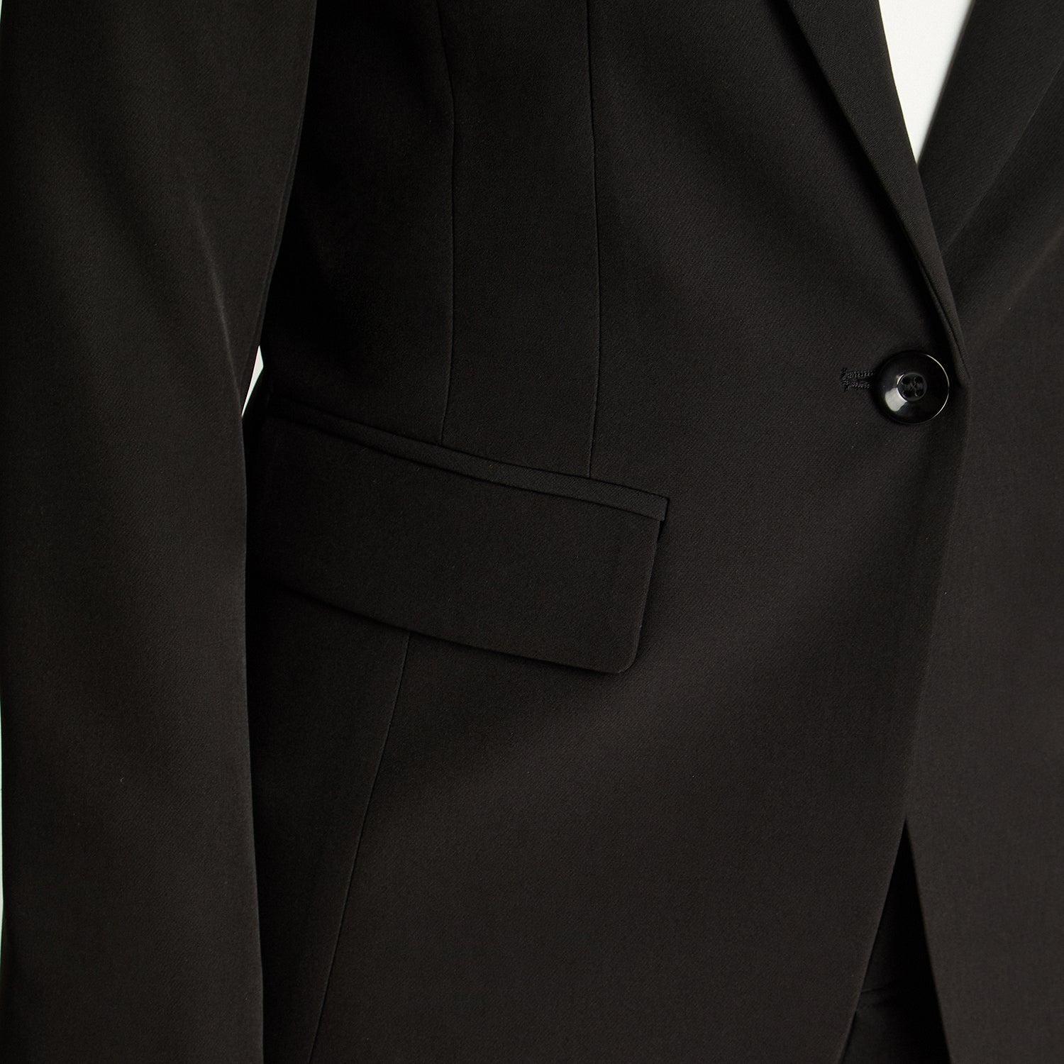 Blazer Manga Larga Un Botón Con Solapa En Bolsillo Negro-2