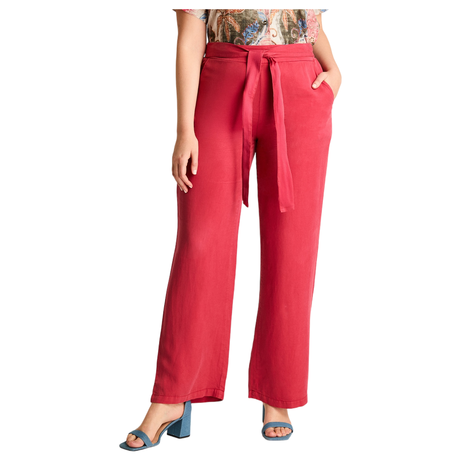 Pantalon Sport Fucsia Palazzo No Elasticado Calce Normal-0
