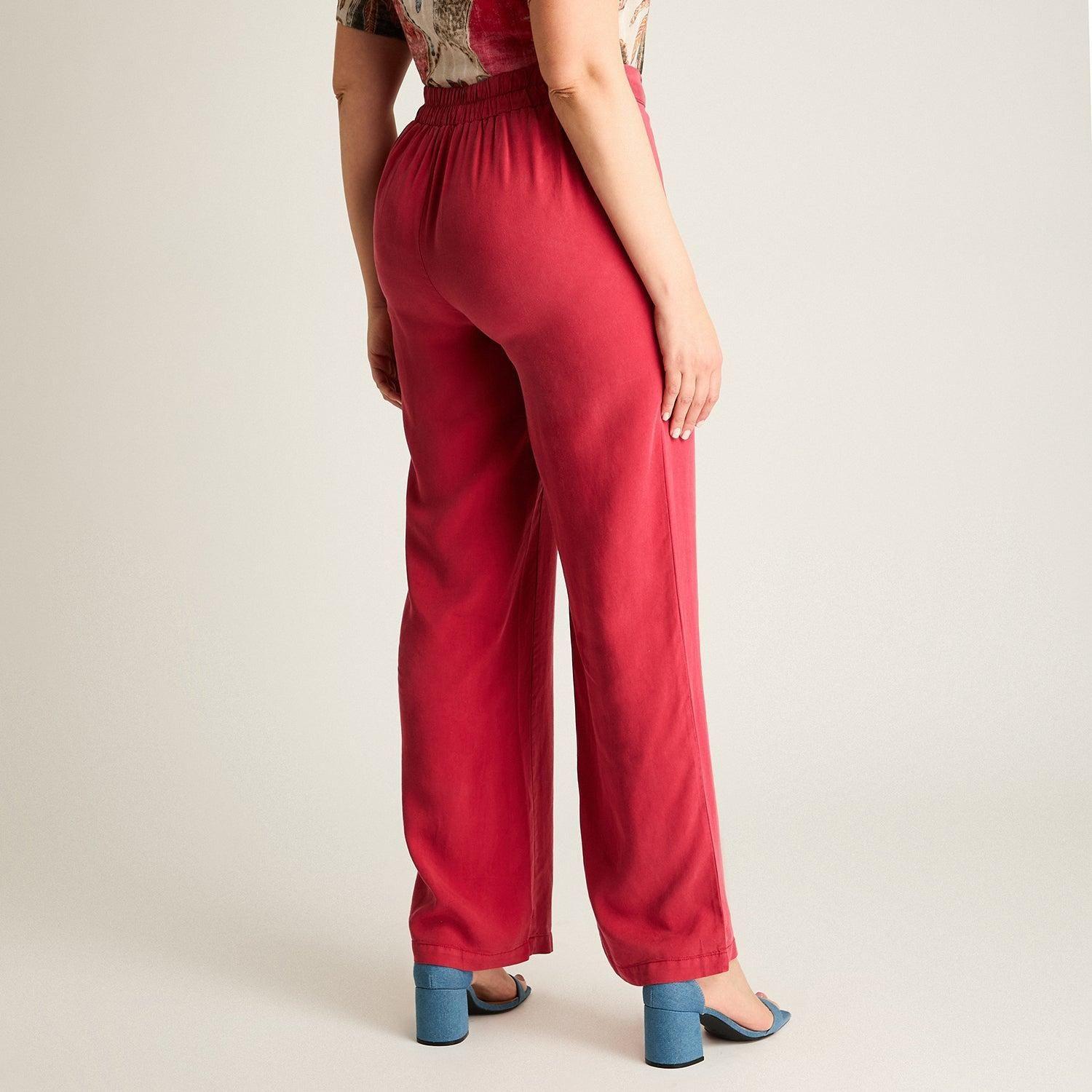 Pantalon Sport Fucsia Palazzo No Elasticado Calce Normal-1