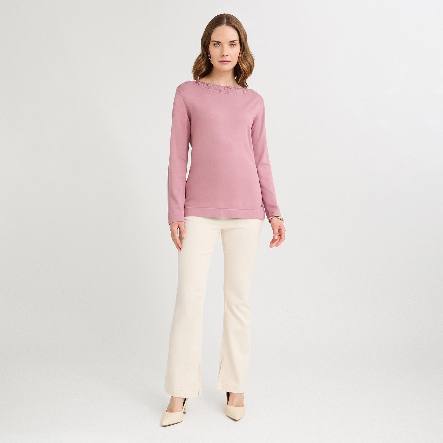 Sweater con Aplicación de Strass Rosado-3