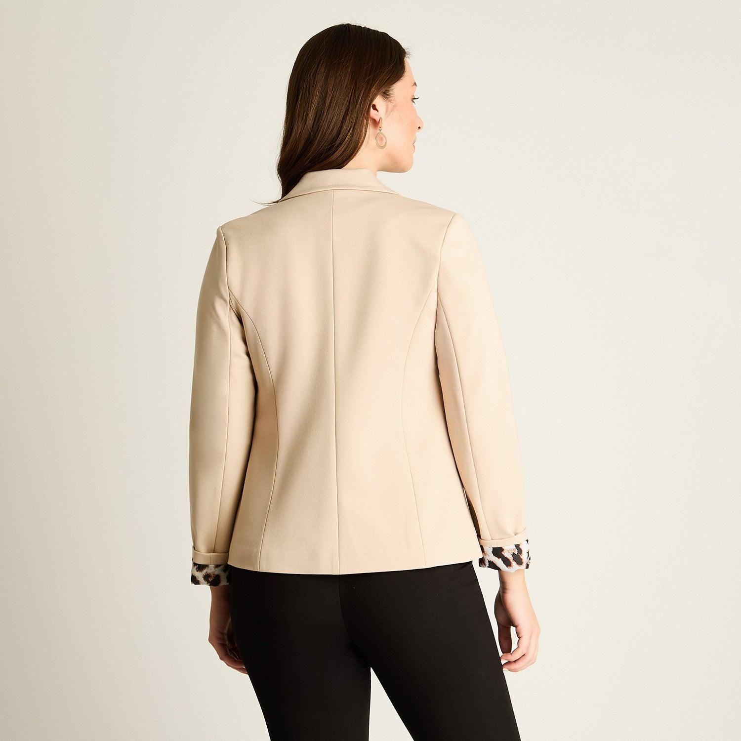 Blazer Beige con Puños Animal Print-1