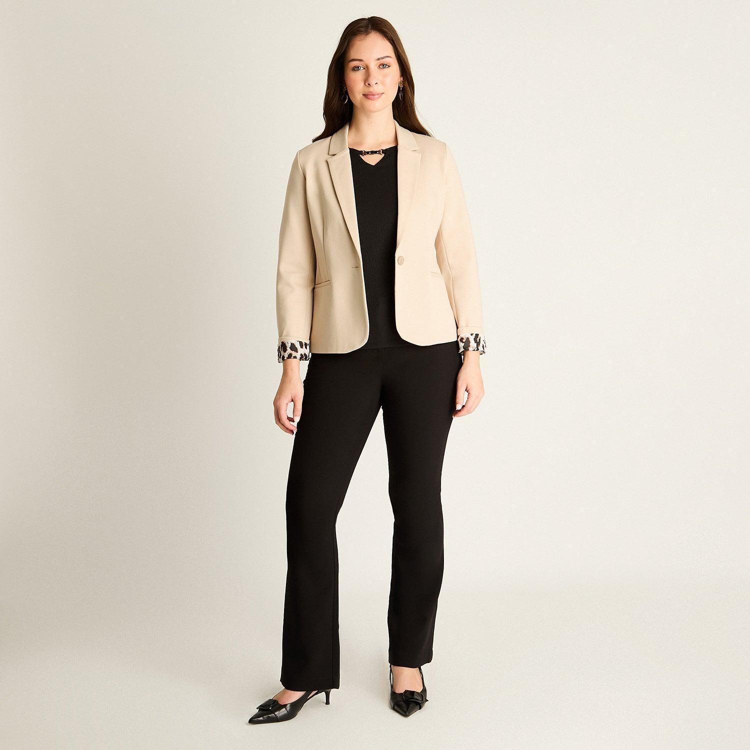 Blazer Beige con Puños Animal Print-3