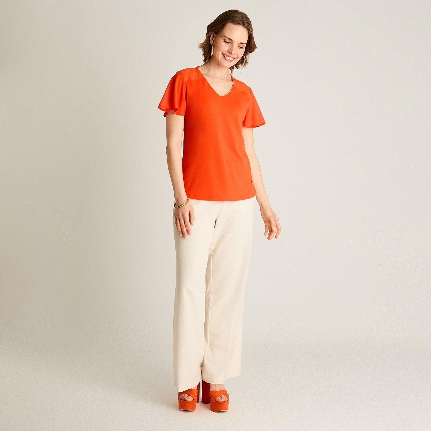 Polera Naranjo Manga Corta-3