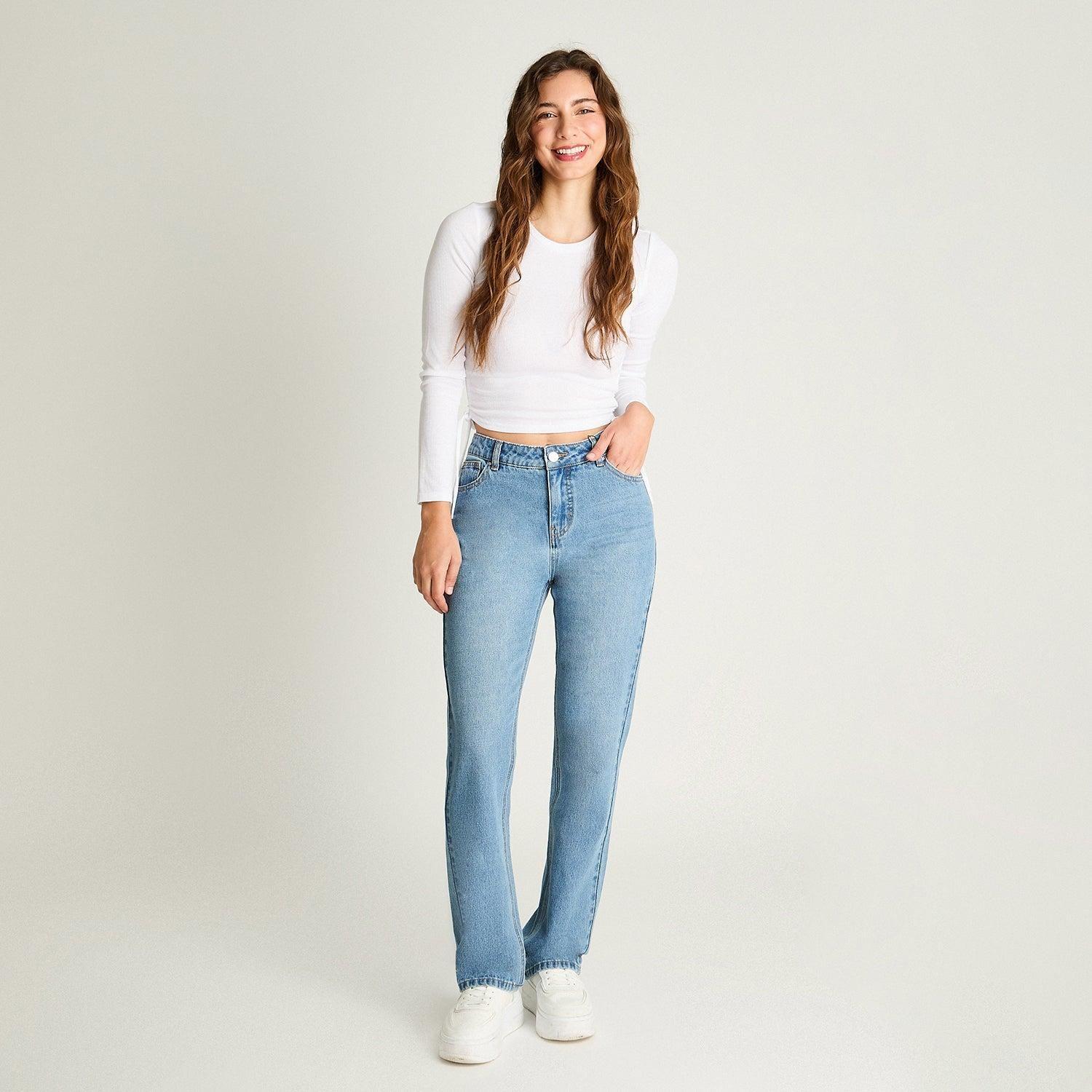 Jeans Recto Básico Celeste-3