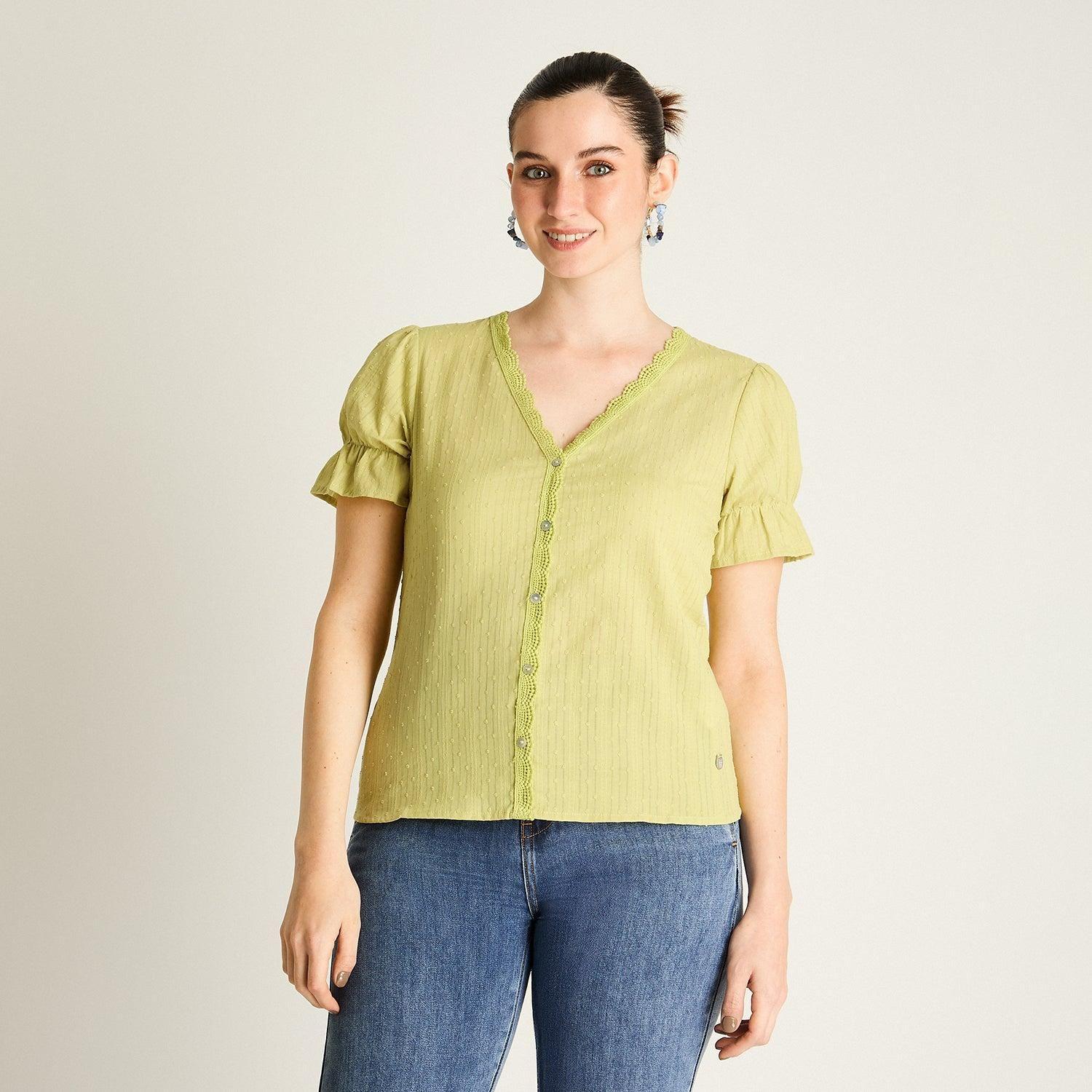 Blusa Verde Lima con Botones-0