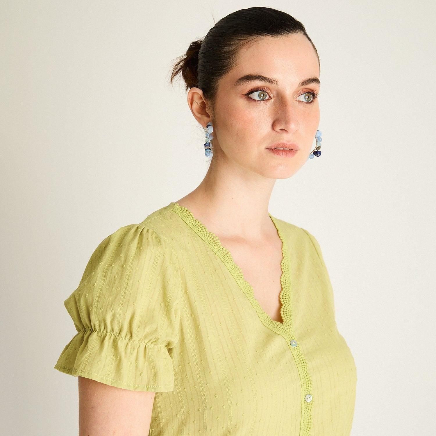 Blusa Verde Lima con Botones-2