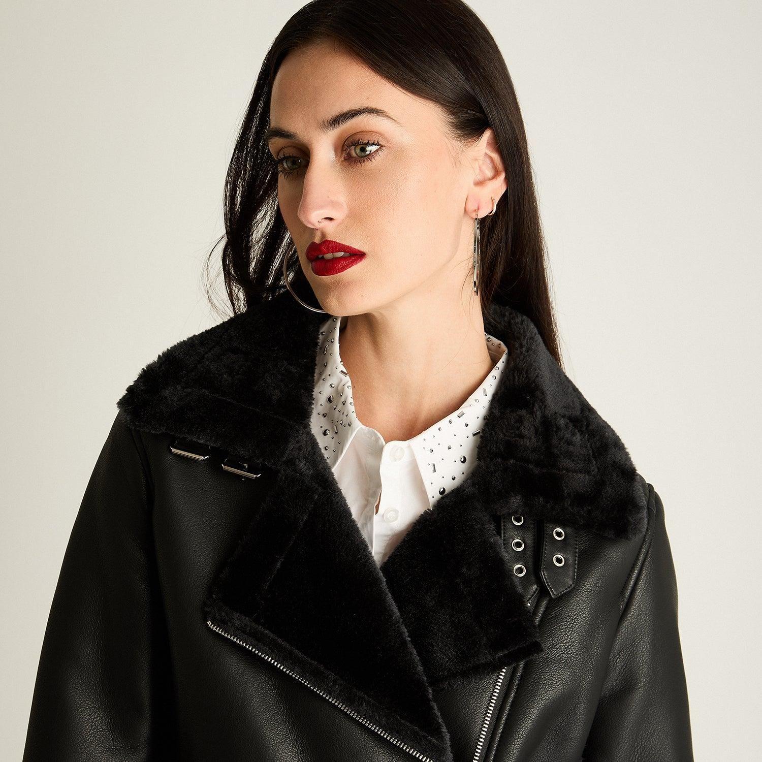 Chaqueta Bonded Con Hebilla En Mangas Negro-3