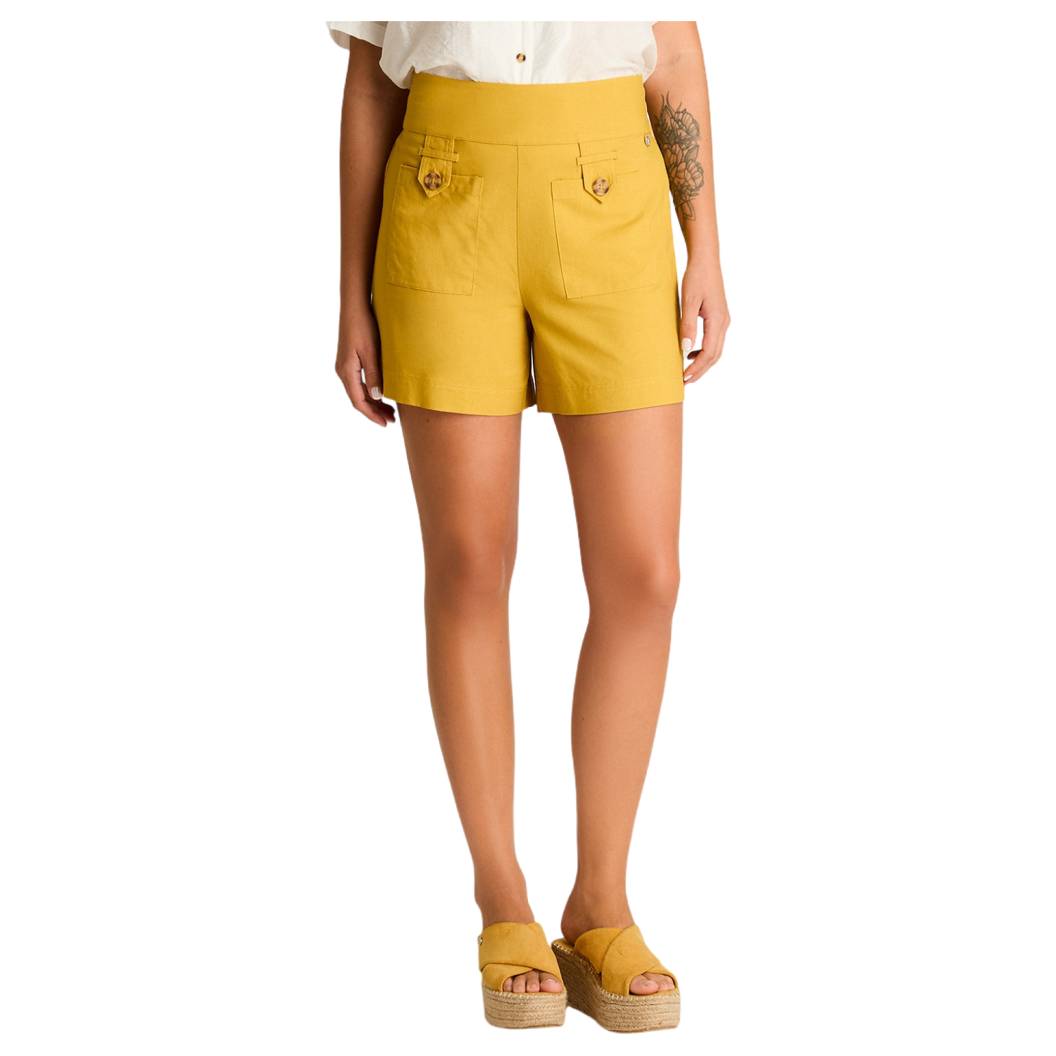 Bermuda Mostaza Corto No Elasticado Calce Normal-0