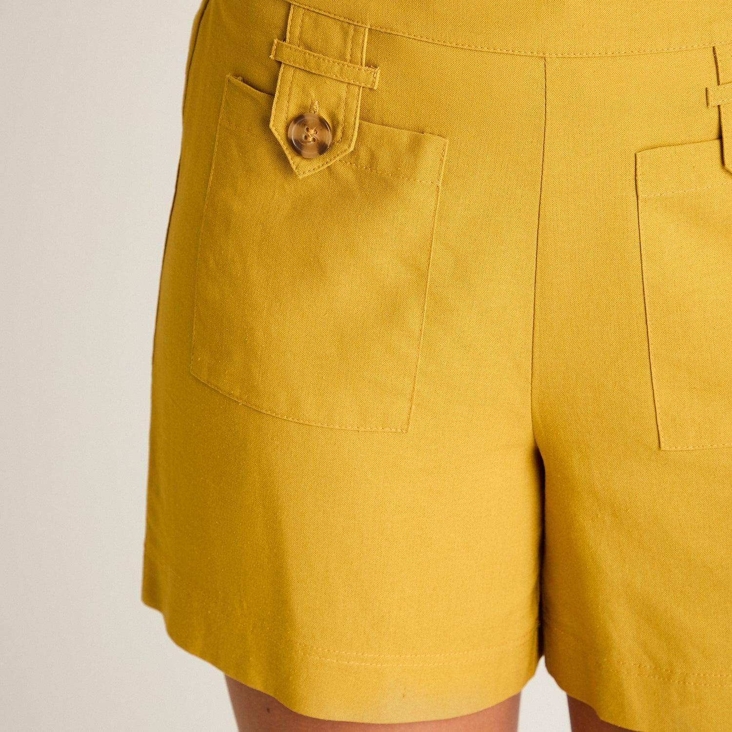 Bermuda Mostaza Corto No Elasticado Calce Normal-2