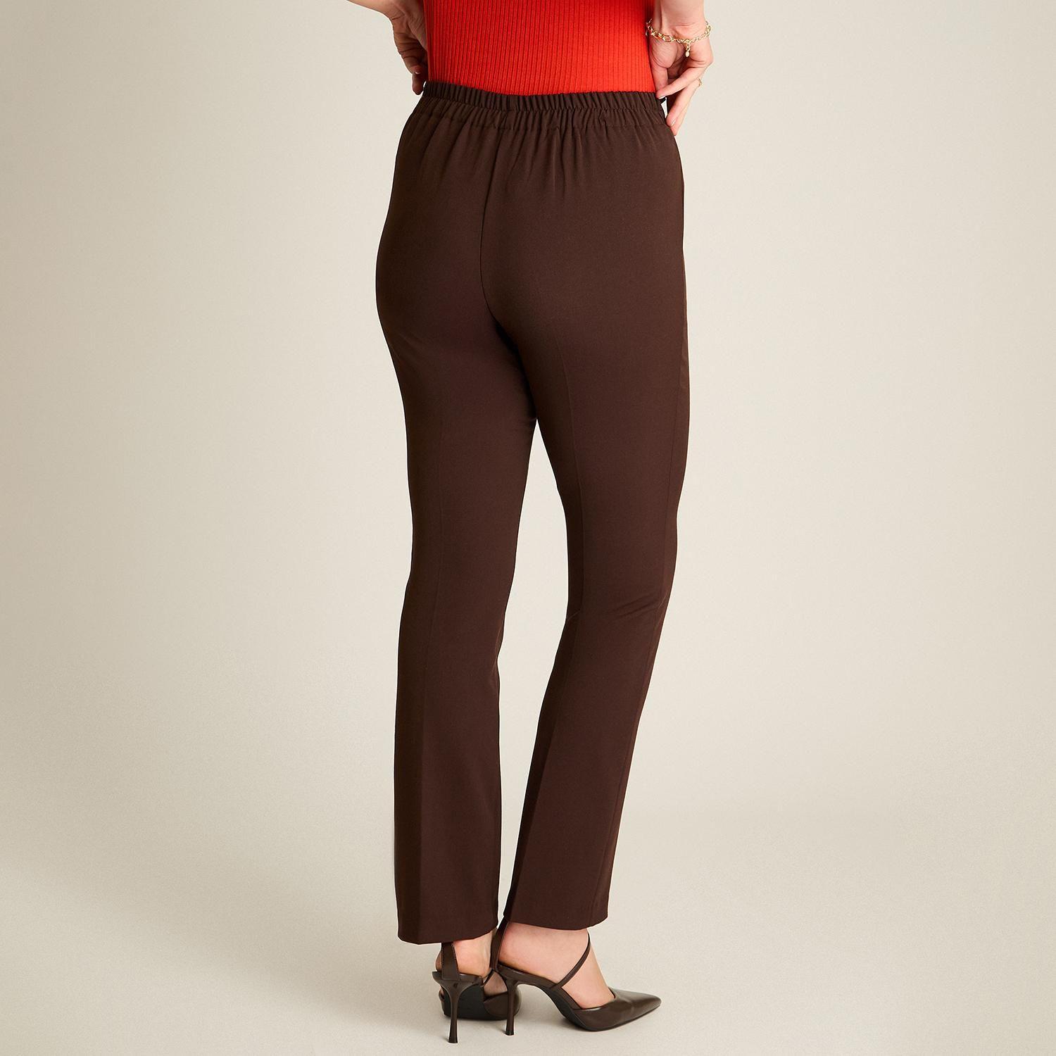 Pantalón Café Básico Recto con Pretina Elasticada-1