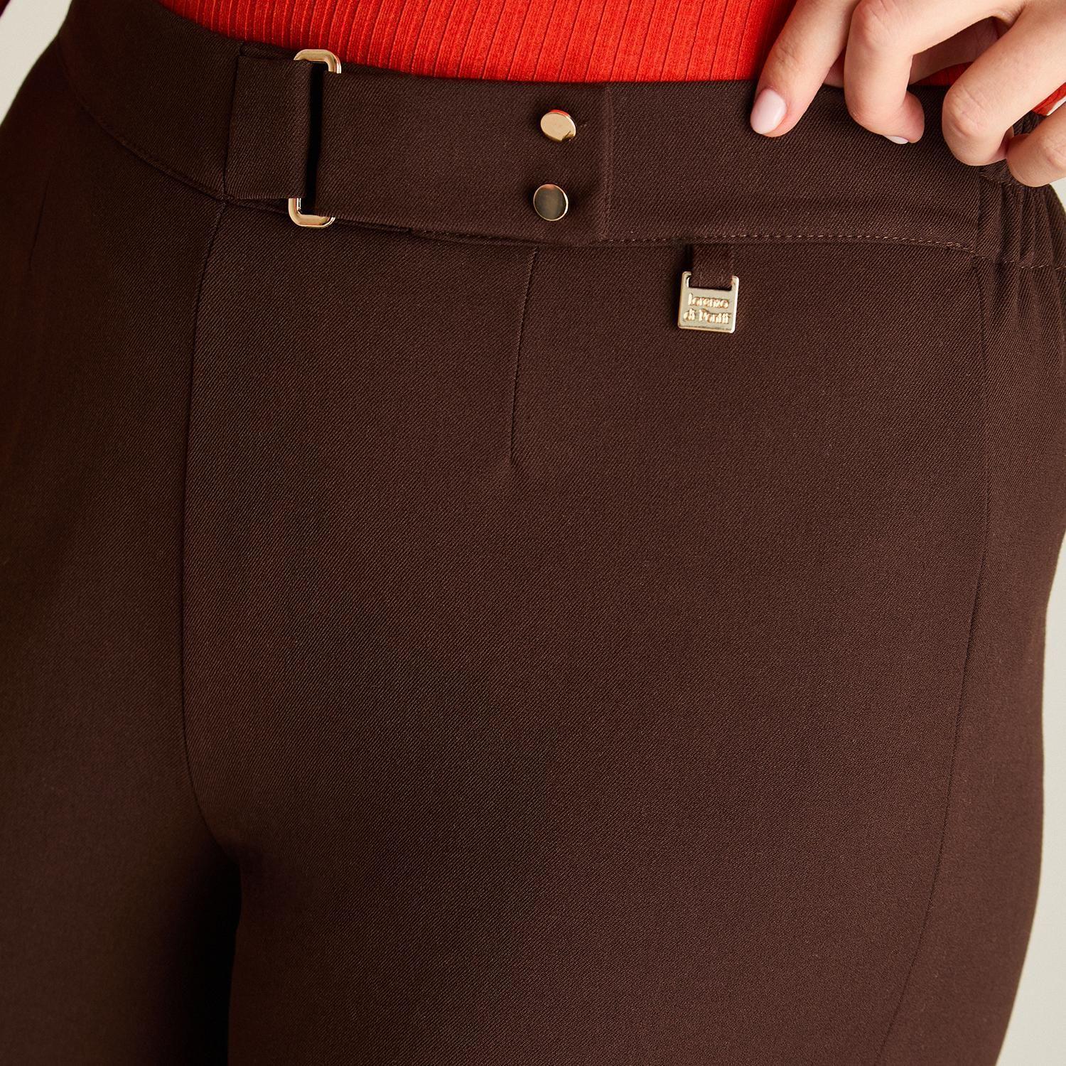 Pantalón Café Básico Recto con Pretina Elasticada-2