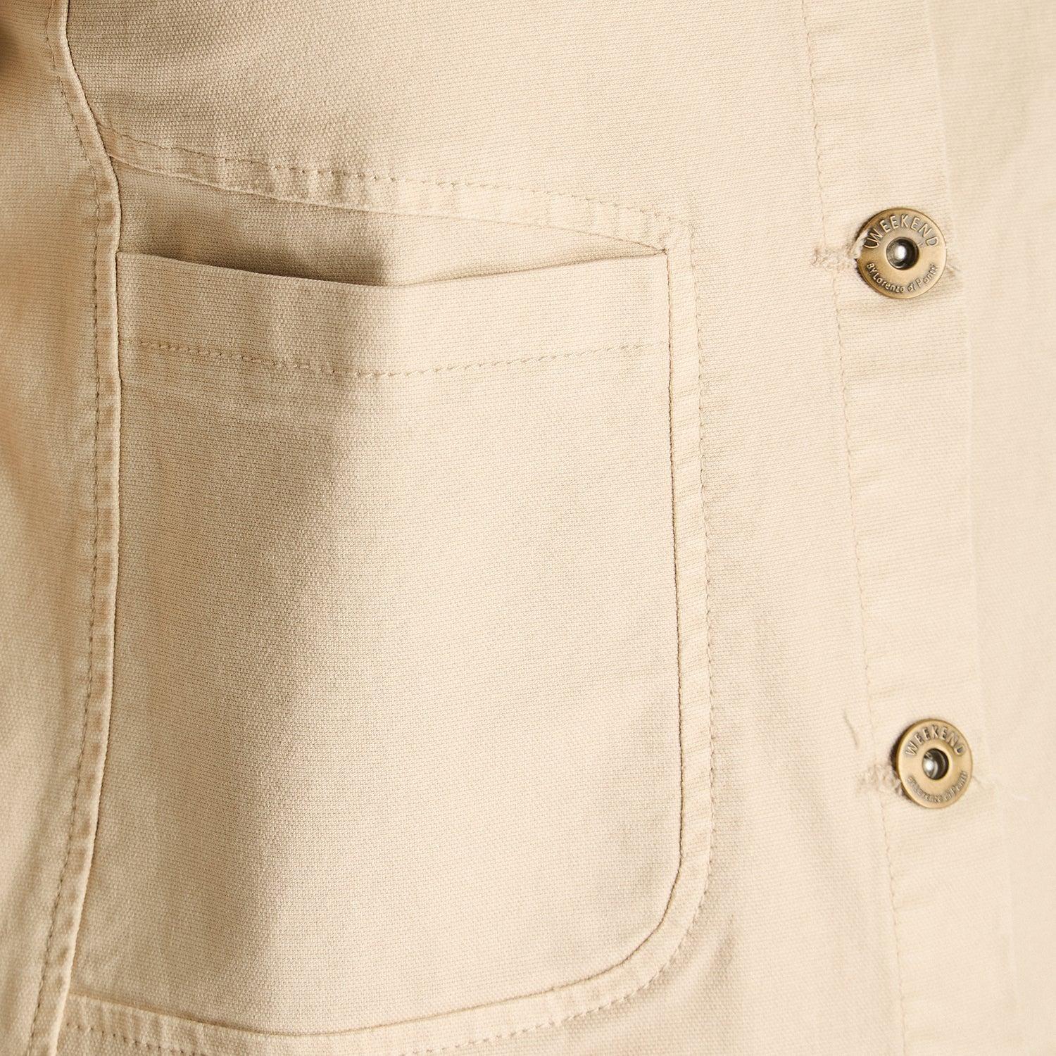 Chaqueta Abotonada Crudo con Bolsillos-2