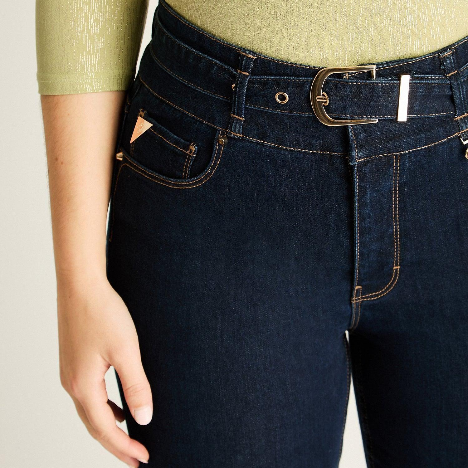 Jeans Azul Flare con Cinturón-2