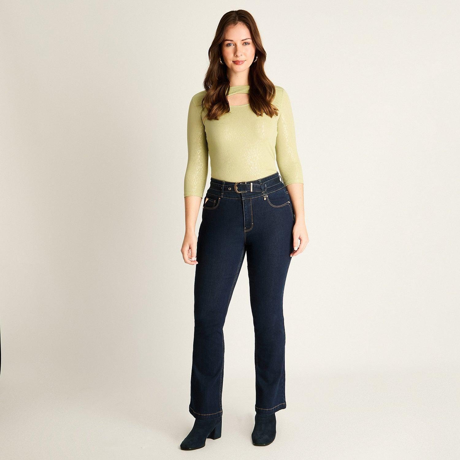 Jeans Azul Flare con Cinturón-3