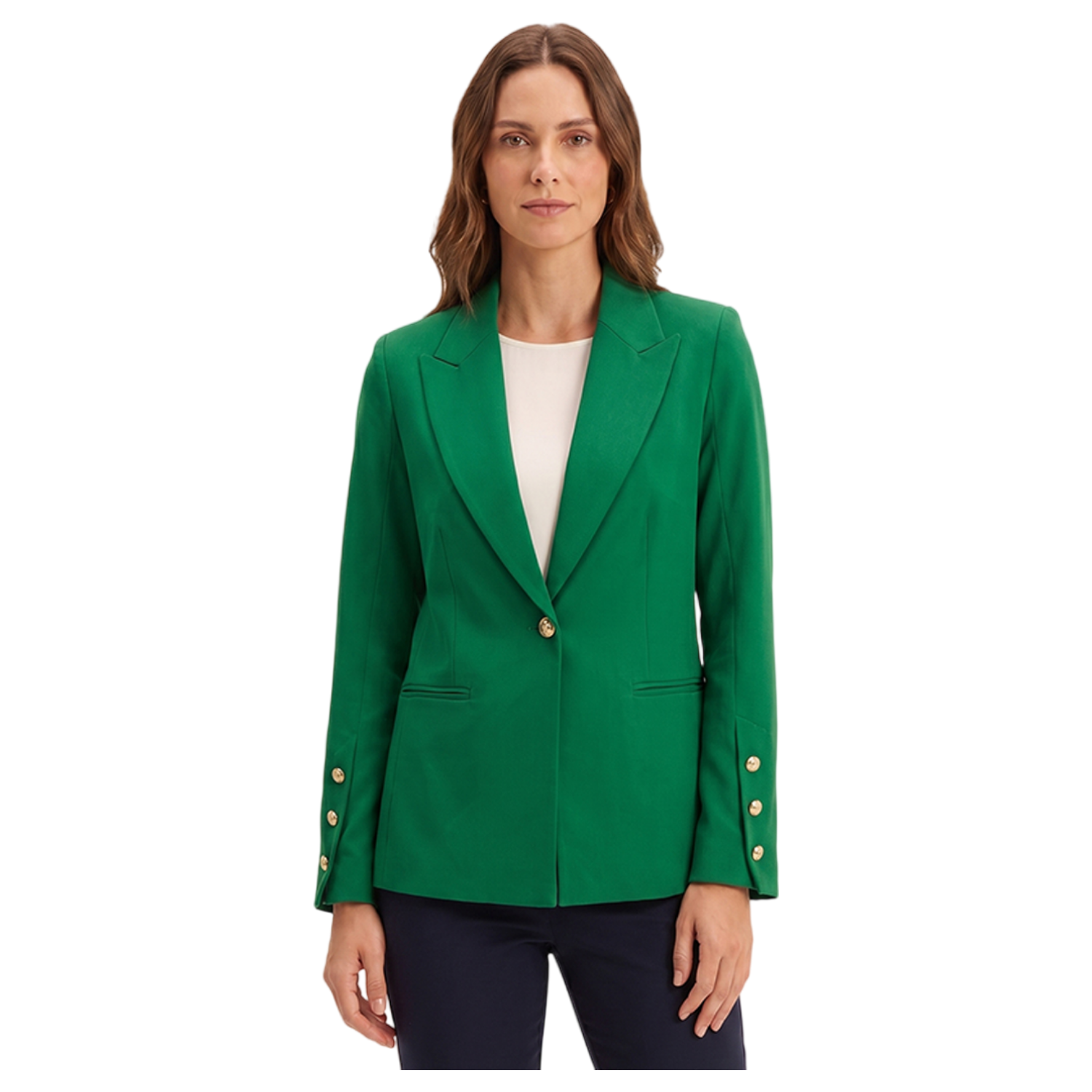 Blazer con Botones en Manga Verde-0