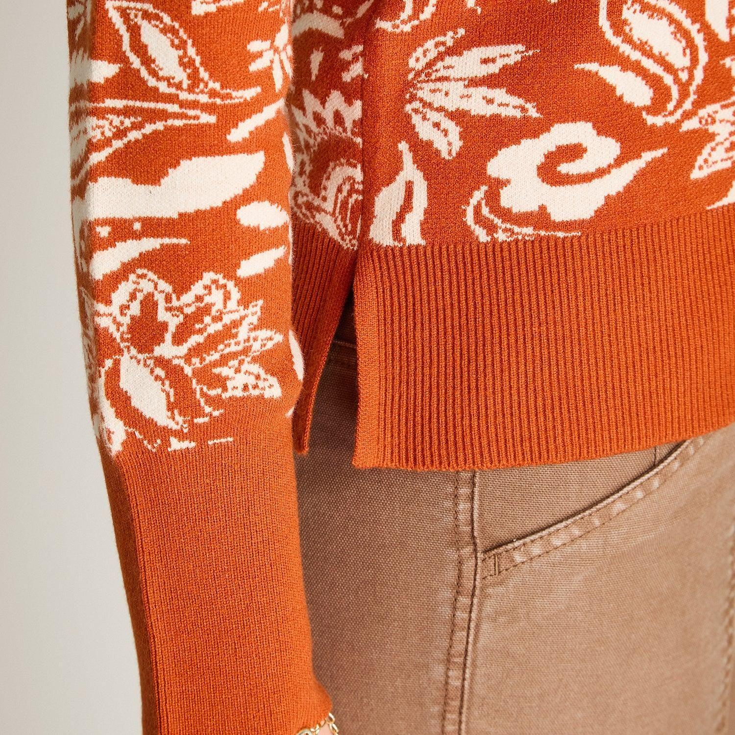 Sweater Terracota Estampado Escote Redondo-2