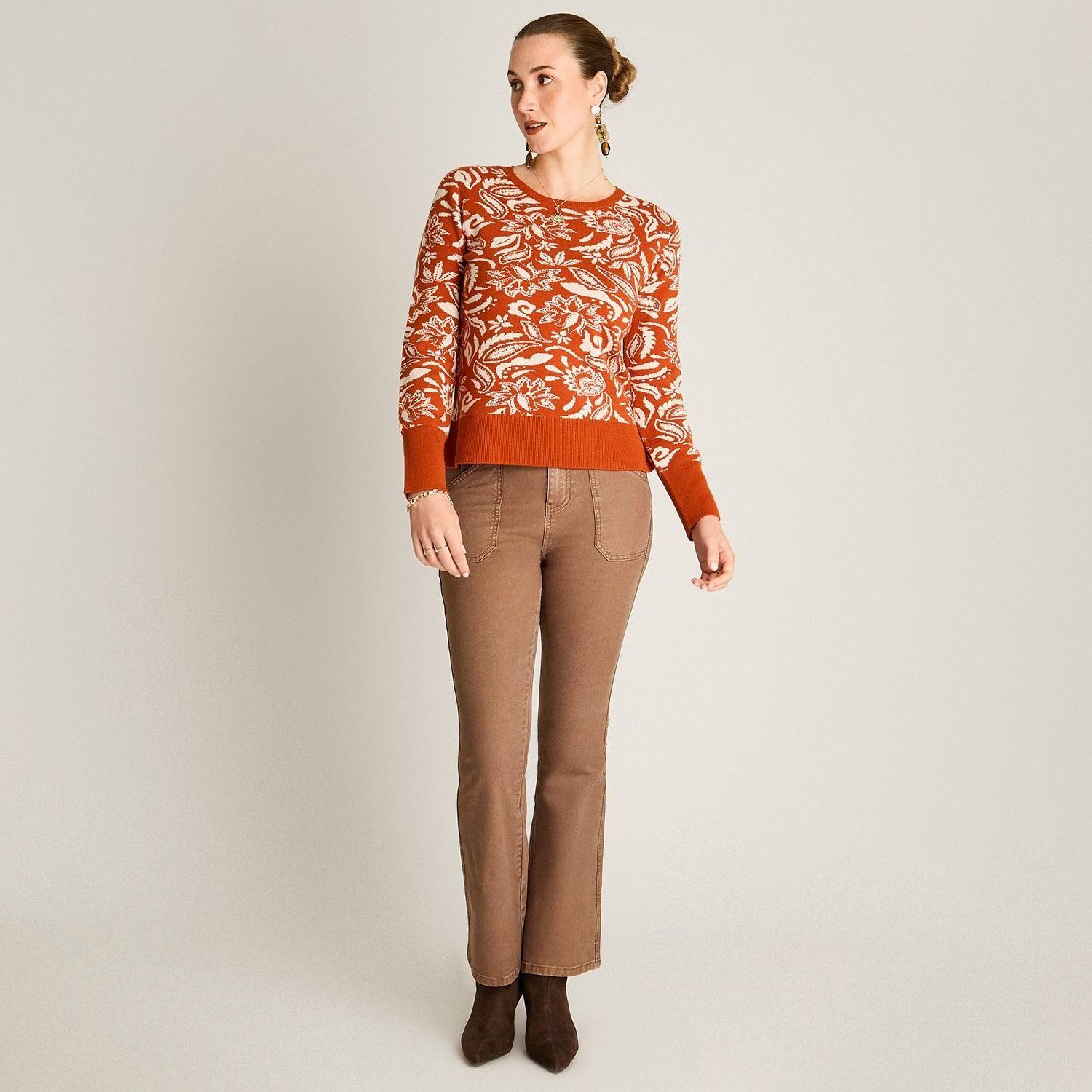 Sweater Terracota Estampado Escote Redondo-3