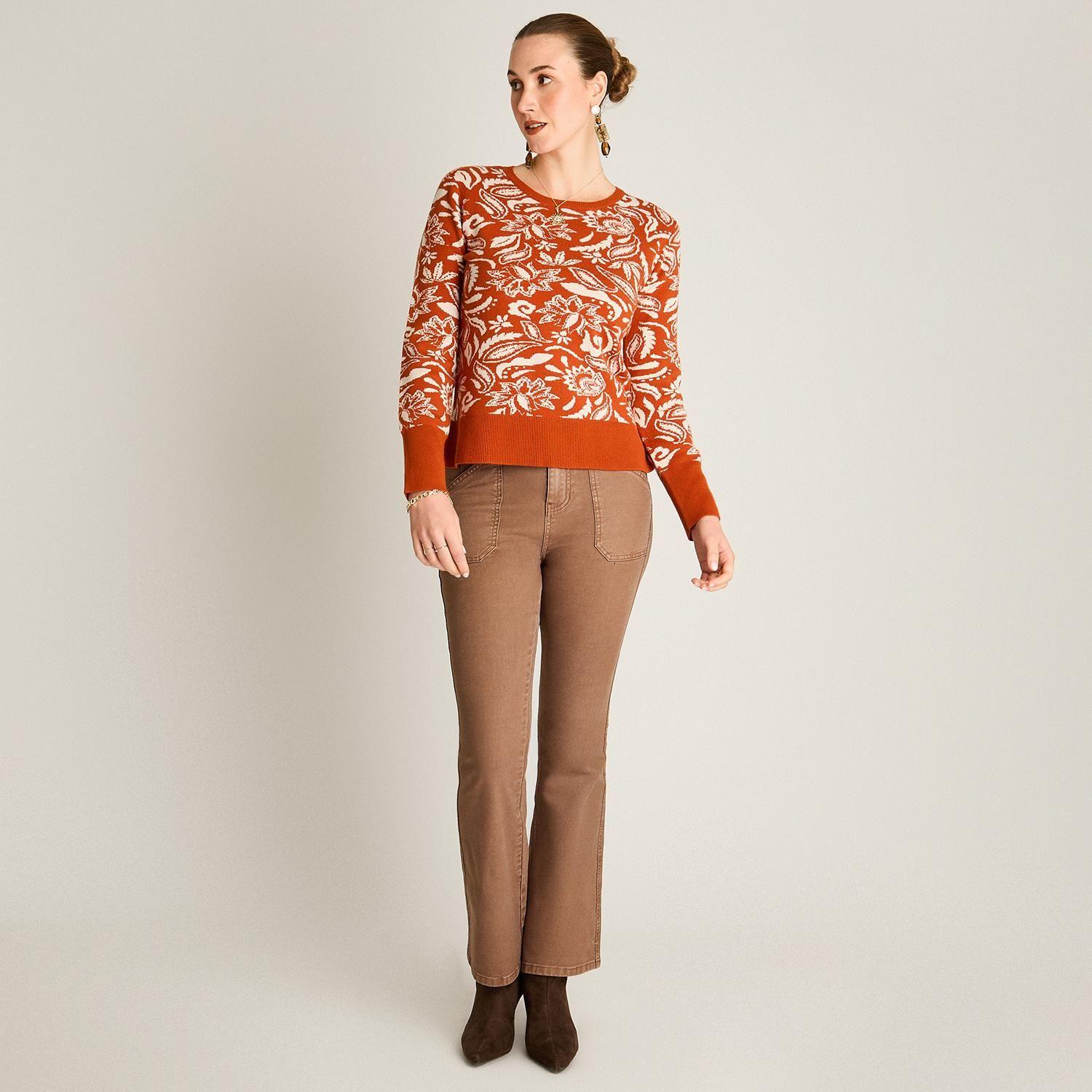 Sweater Terracota Estampado Escote Redondo-2