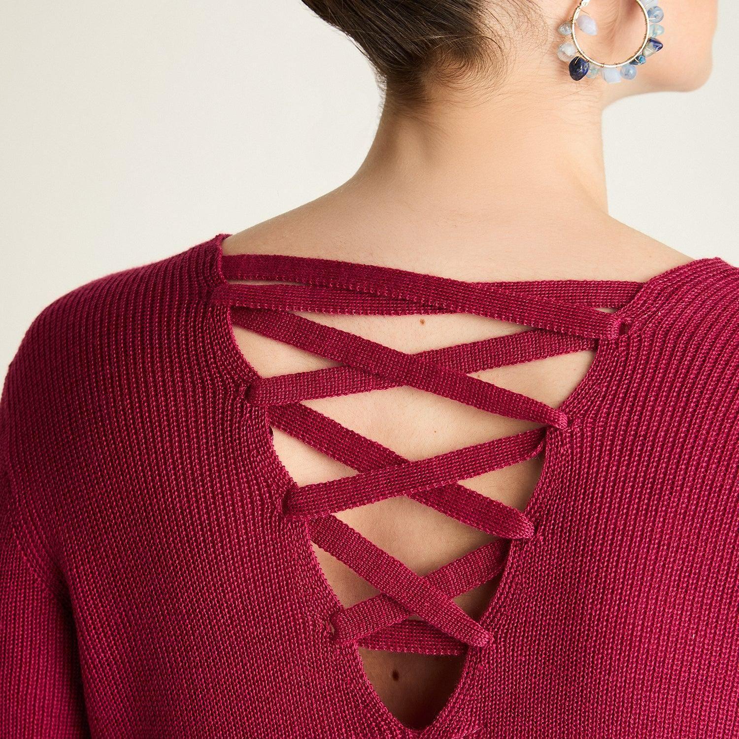 Sweater Magenta con Escote Cruzado-2