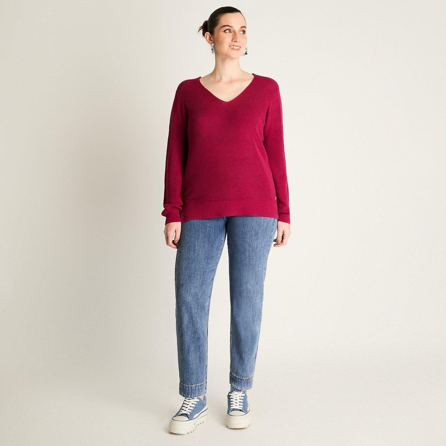 Sweater Magenta con Escote Cruzado-3