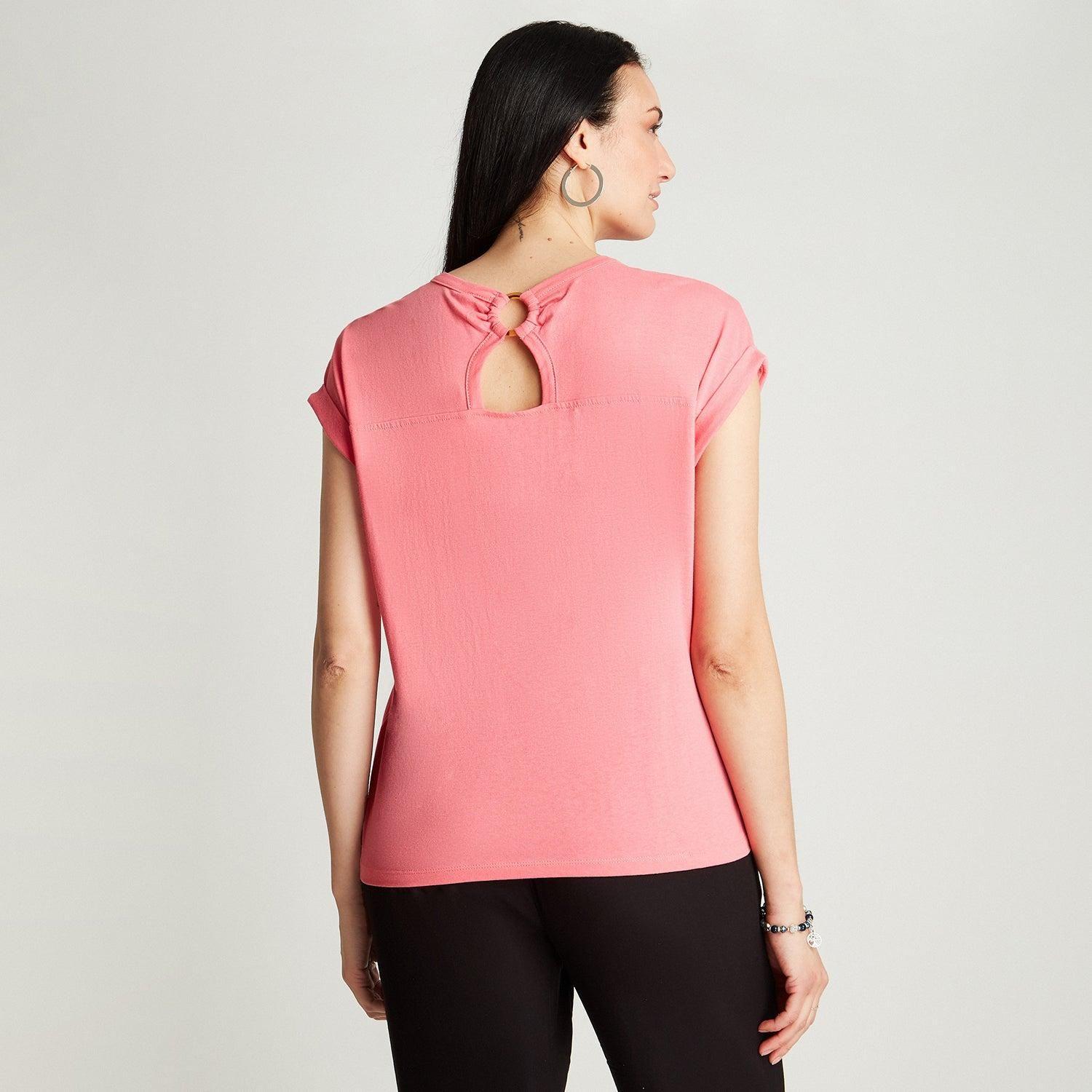 Polera Fucsia Manga Corta Estampado-2