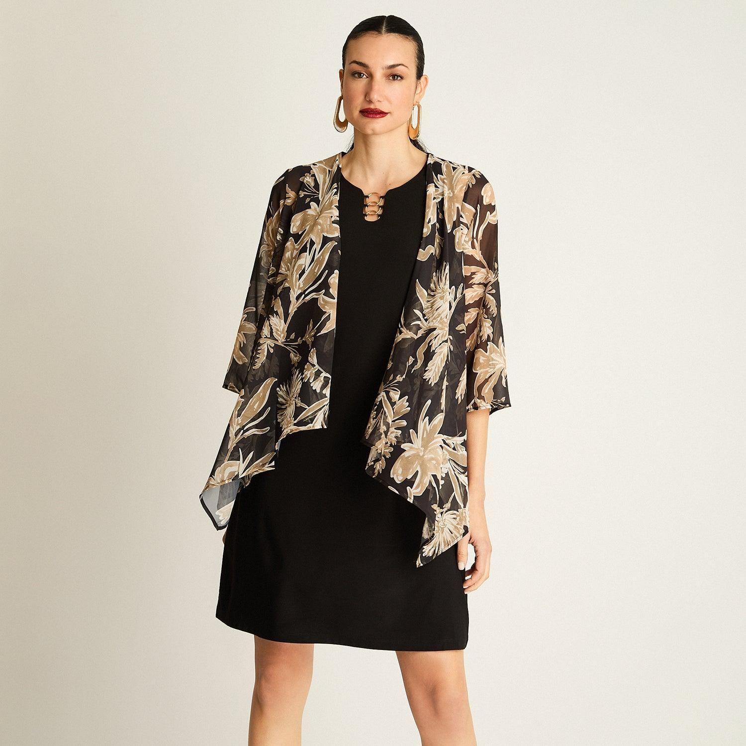Vestido Twin Set Negro con Tapado Estampado-0