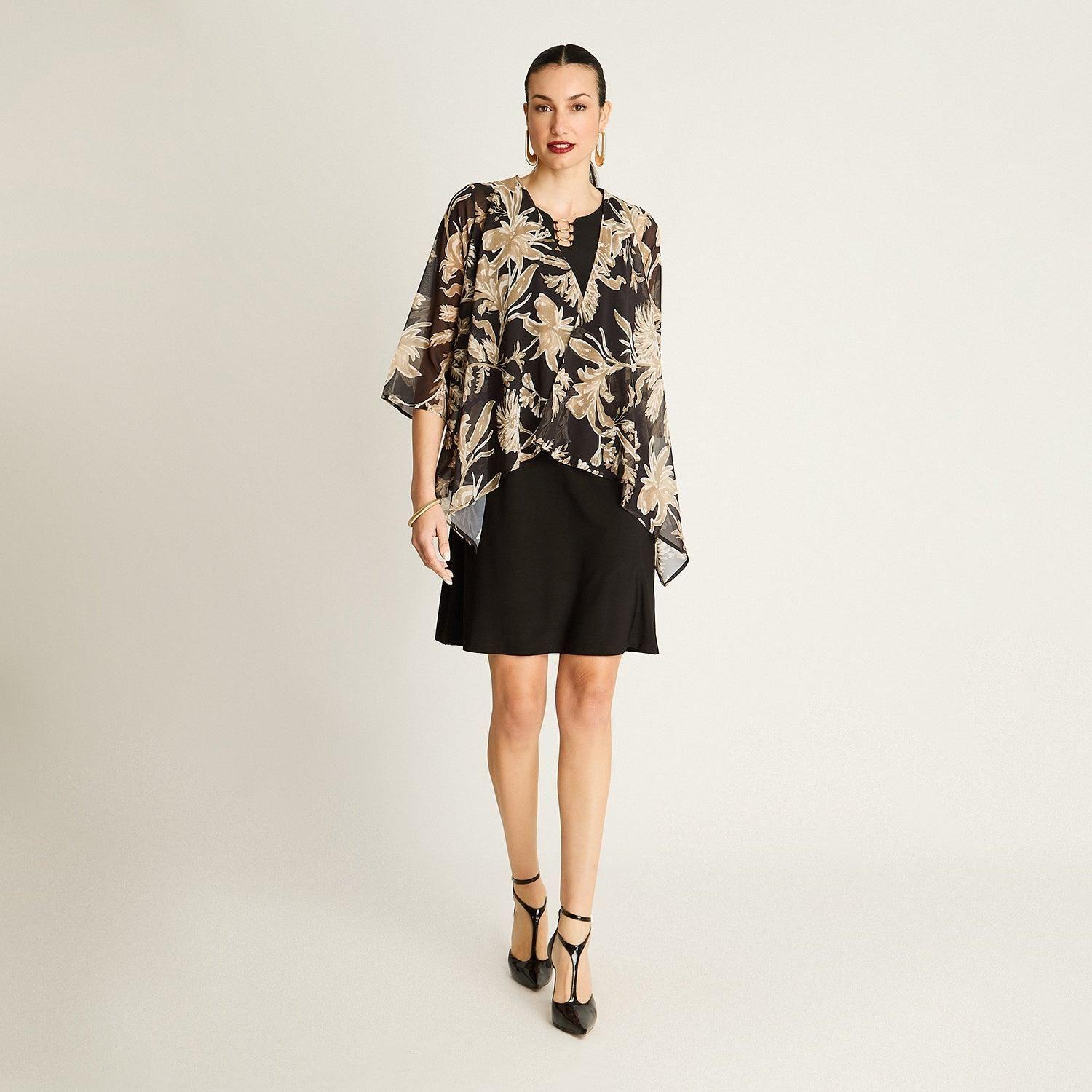 Vestido Twin Set Negro con Tapado Estampado-3