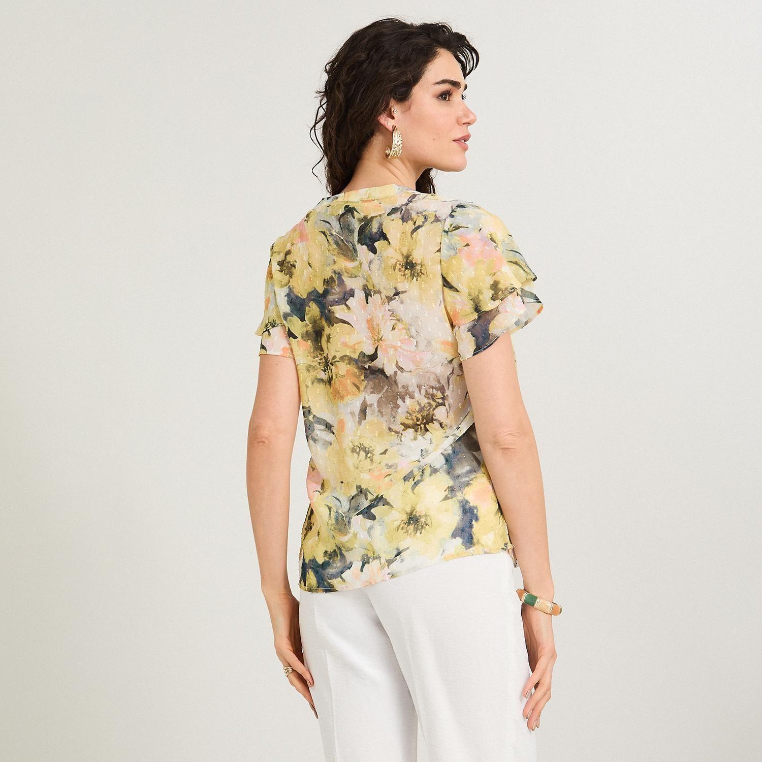 Blusa Manga Corta Aplicación en Escote Verde-1