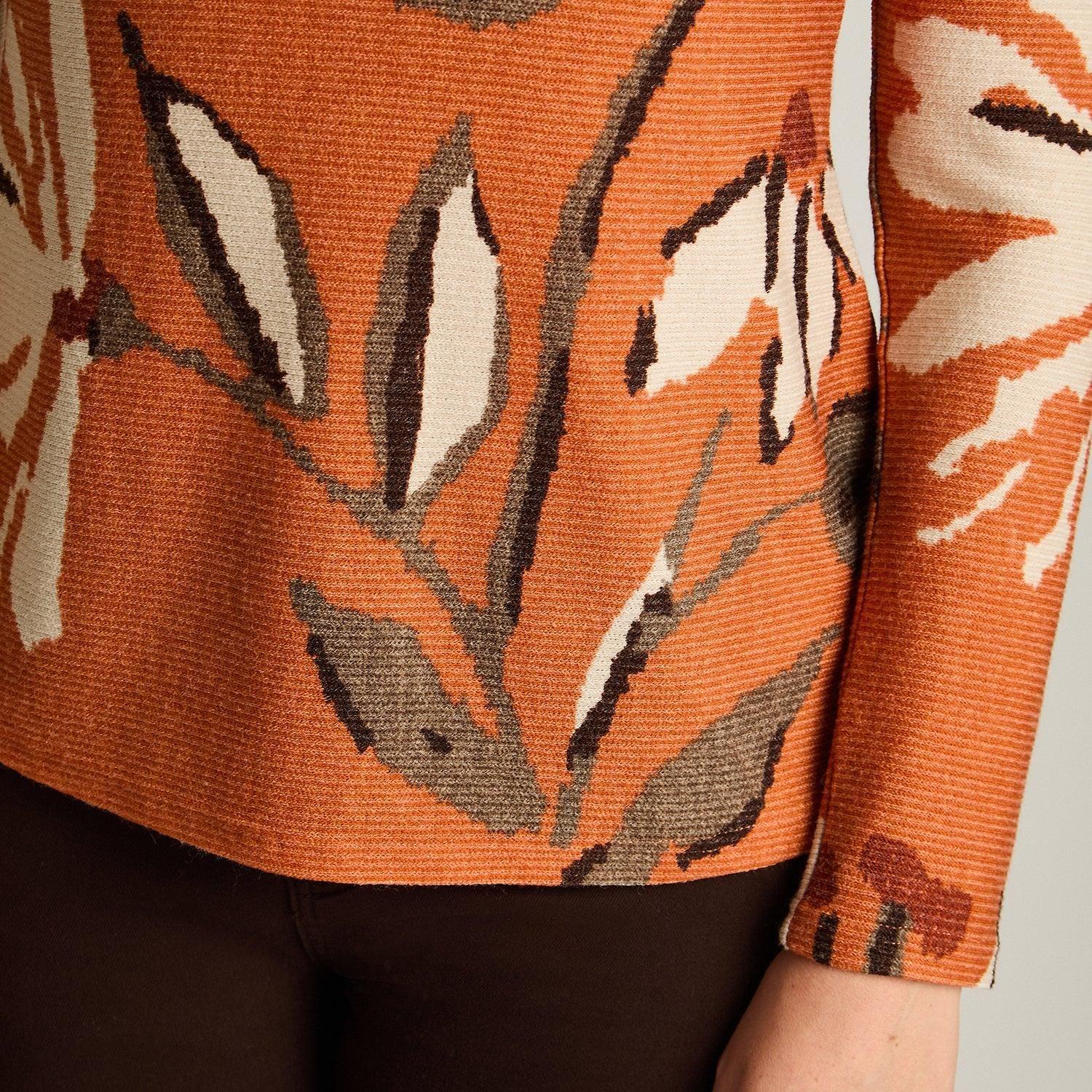 Polera Terracota Lanilla Gruesa Manga Larga Estampada-2