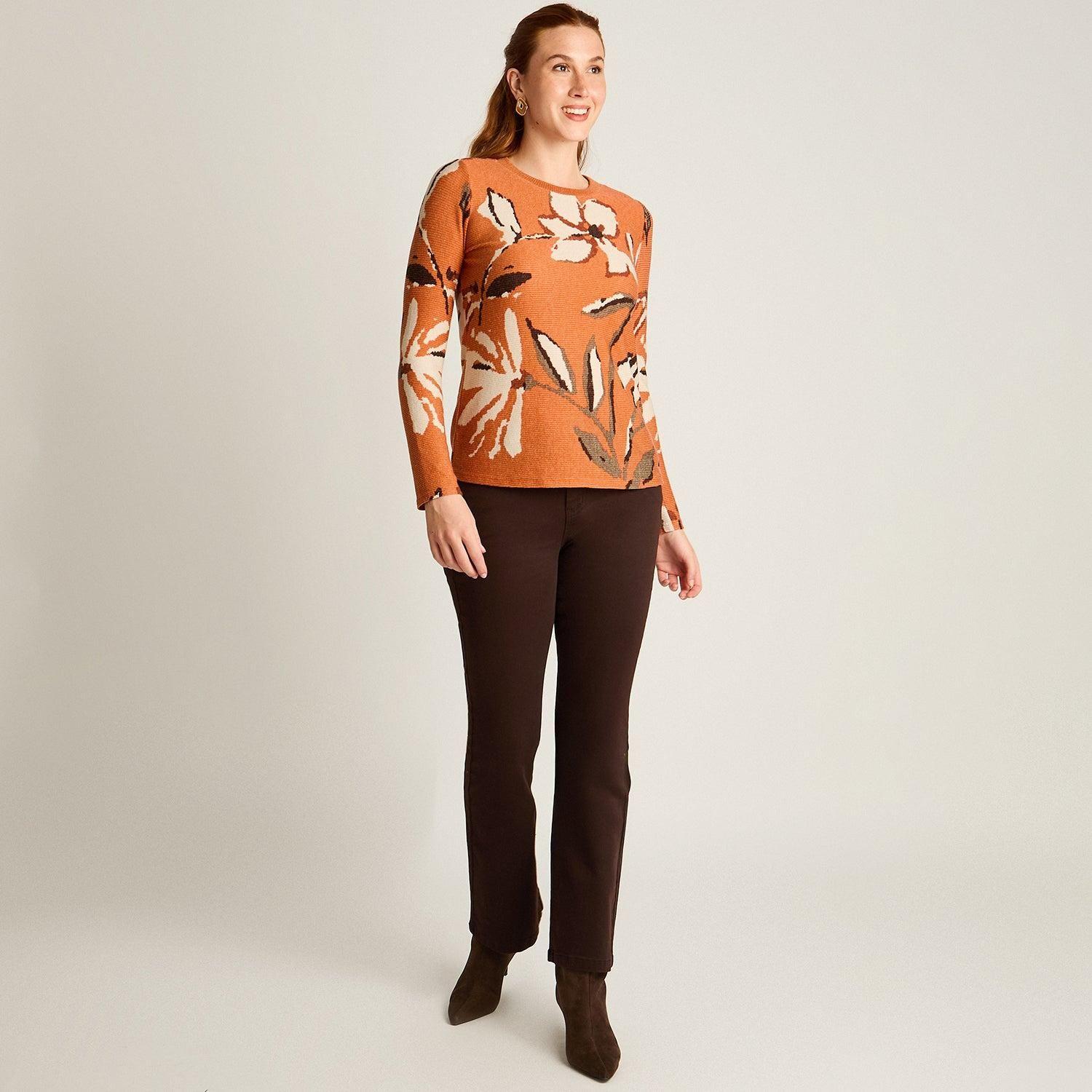 Polera Terracota Lanilla Gruesa Manga Larga Estampada-3