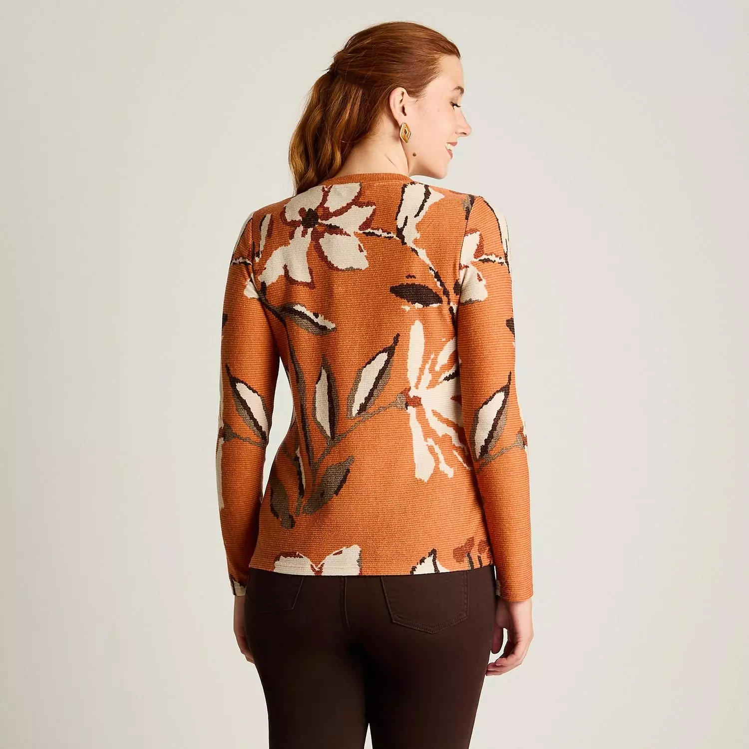 Polera Terracota Lanilla Gruesa Manga Larga Estampada-1